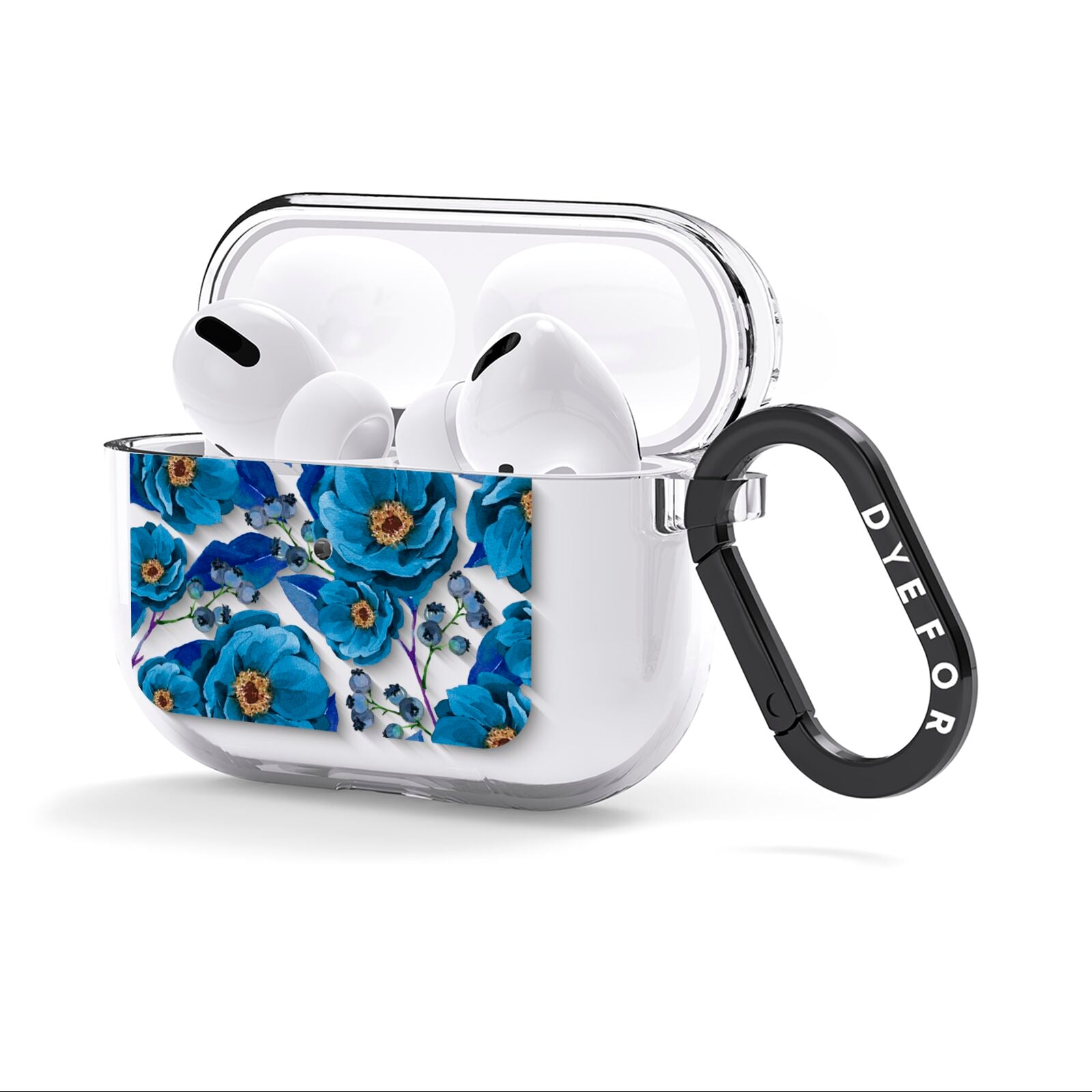 Blue Peonies AirPods Clear Case 3rd Gen Side Image