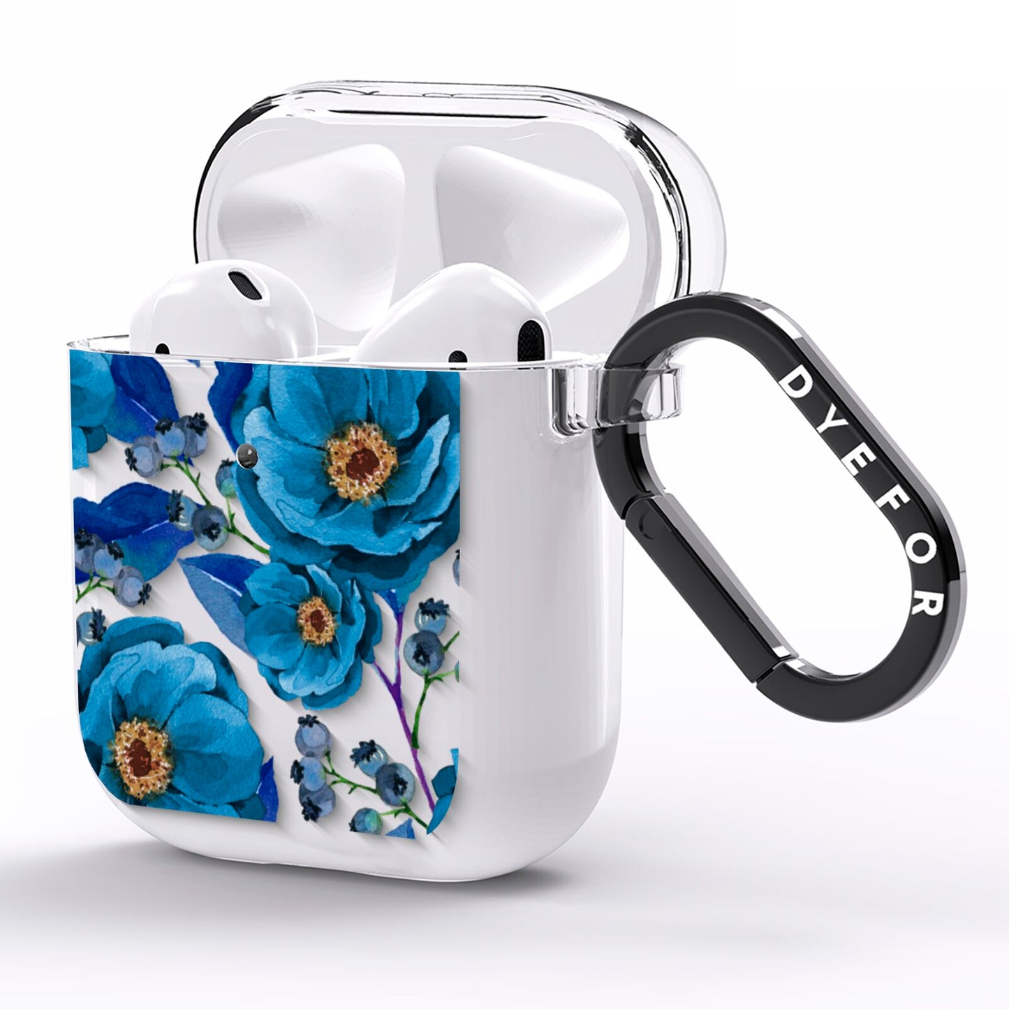 Blue Peonies AirPods Clear Case Side Image