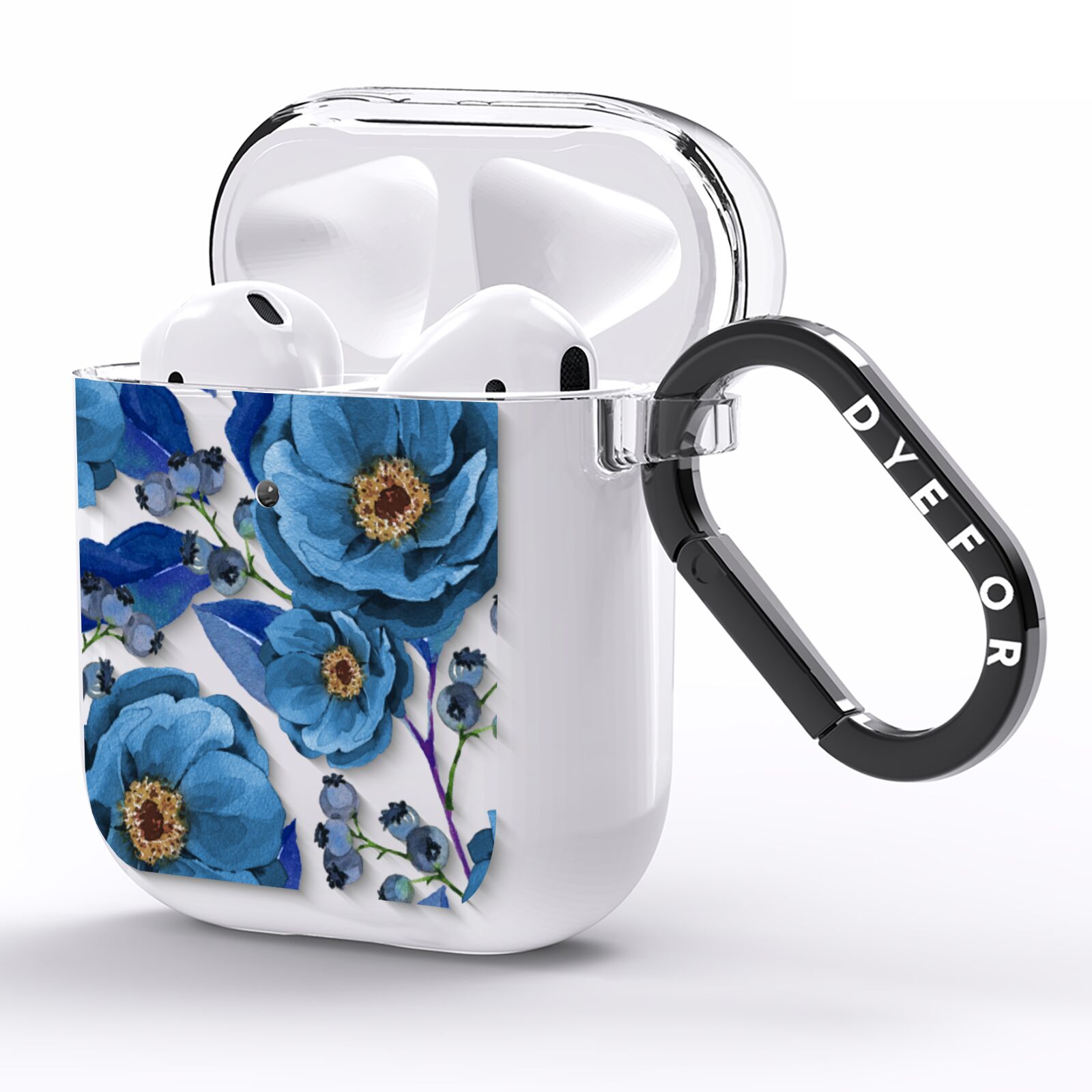 Blue Peonies AirPods Clear Case Side Image