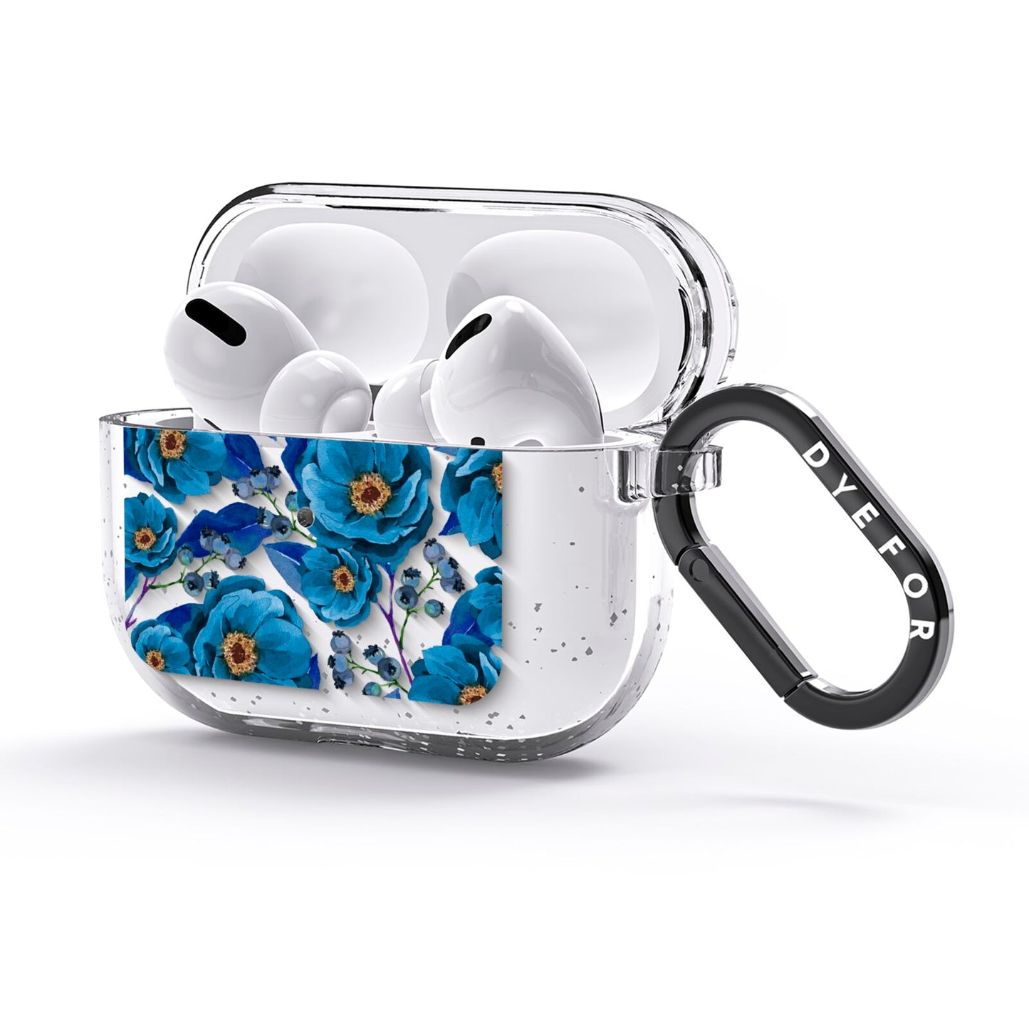 Blue Peonies AirPods Glitter Case 3rd Gen Side Image