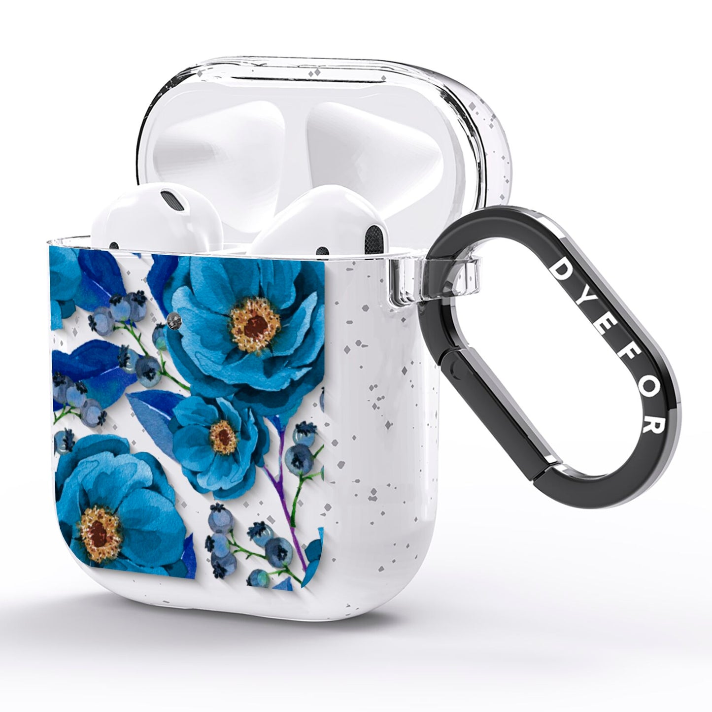 Blue Peonies AirPods Glitter Case Side Image