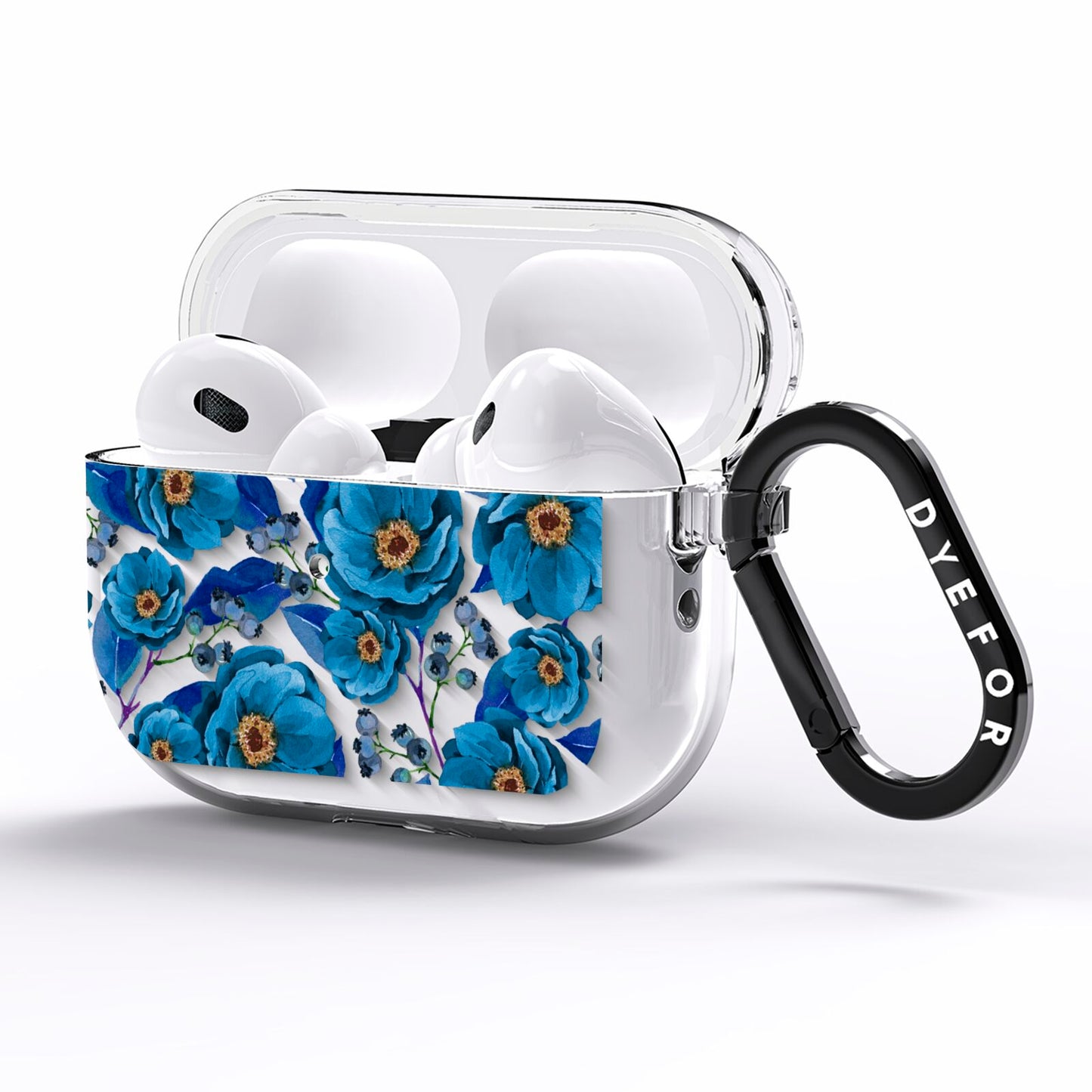 Blue Peonies AirPods Pro Clear Case Side Image