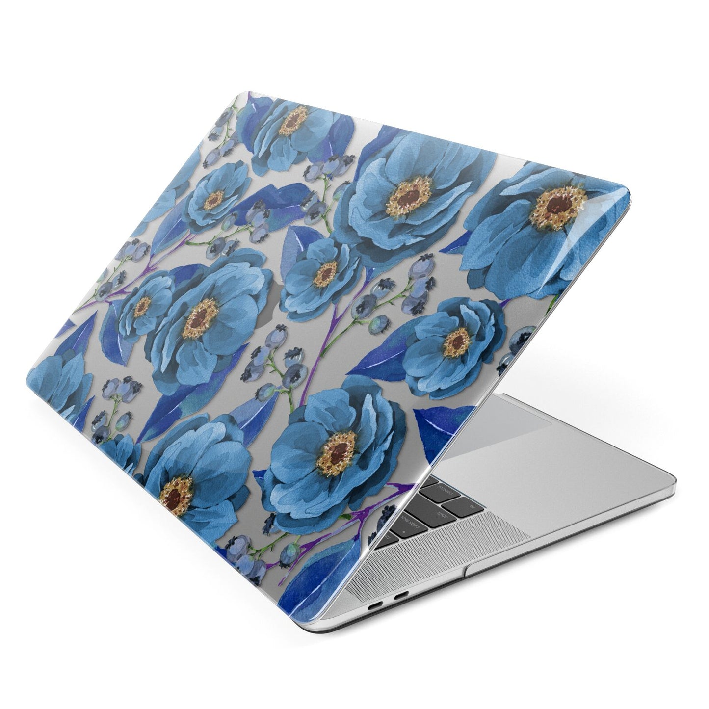 Blue Peonies Apple MacBook Case Side View