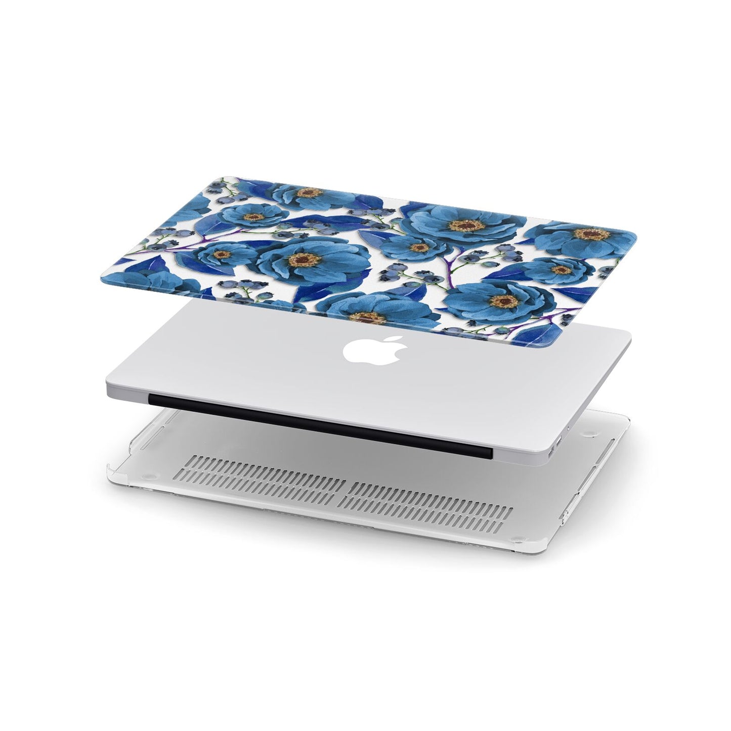 Blue Peonies Apple MacBook Case in Detail