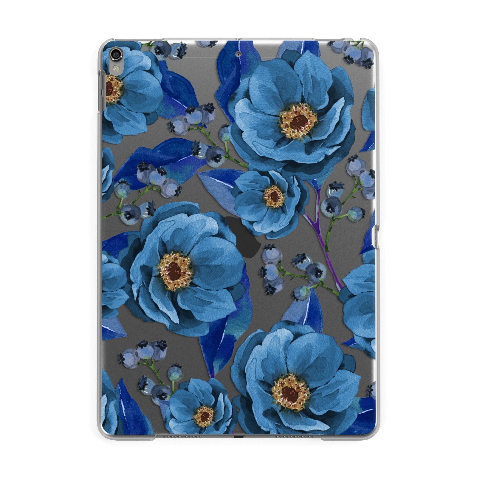 Blue Peonies Apple iPad Grey Case