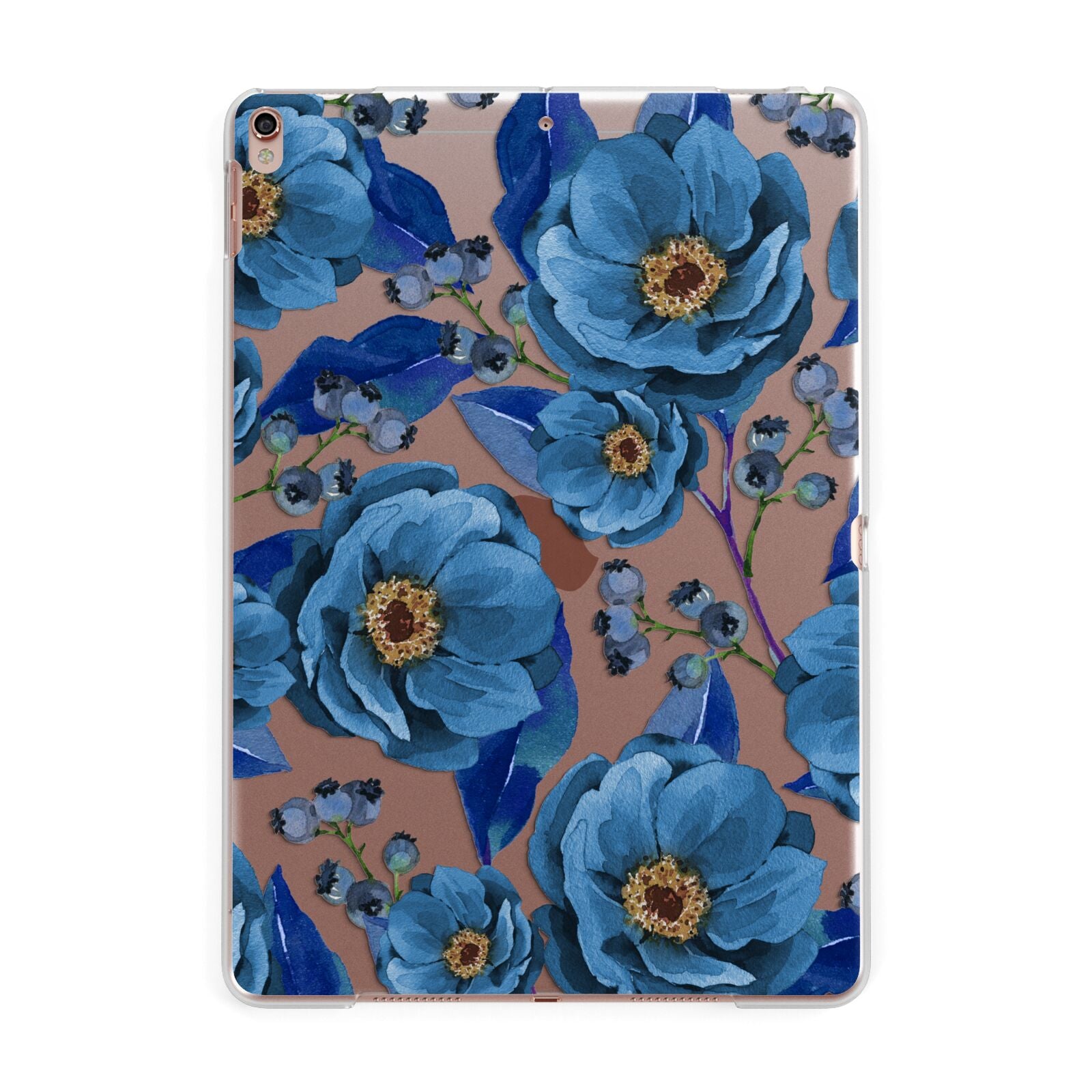 Blue Peonies Apple iPad Rose Gold Case