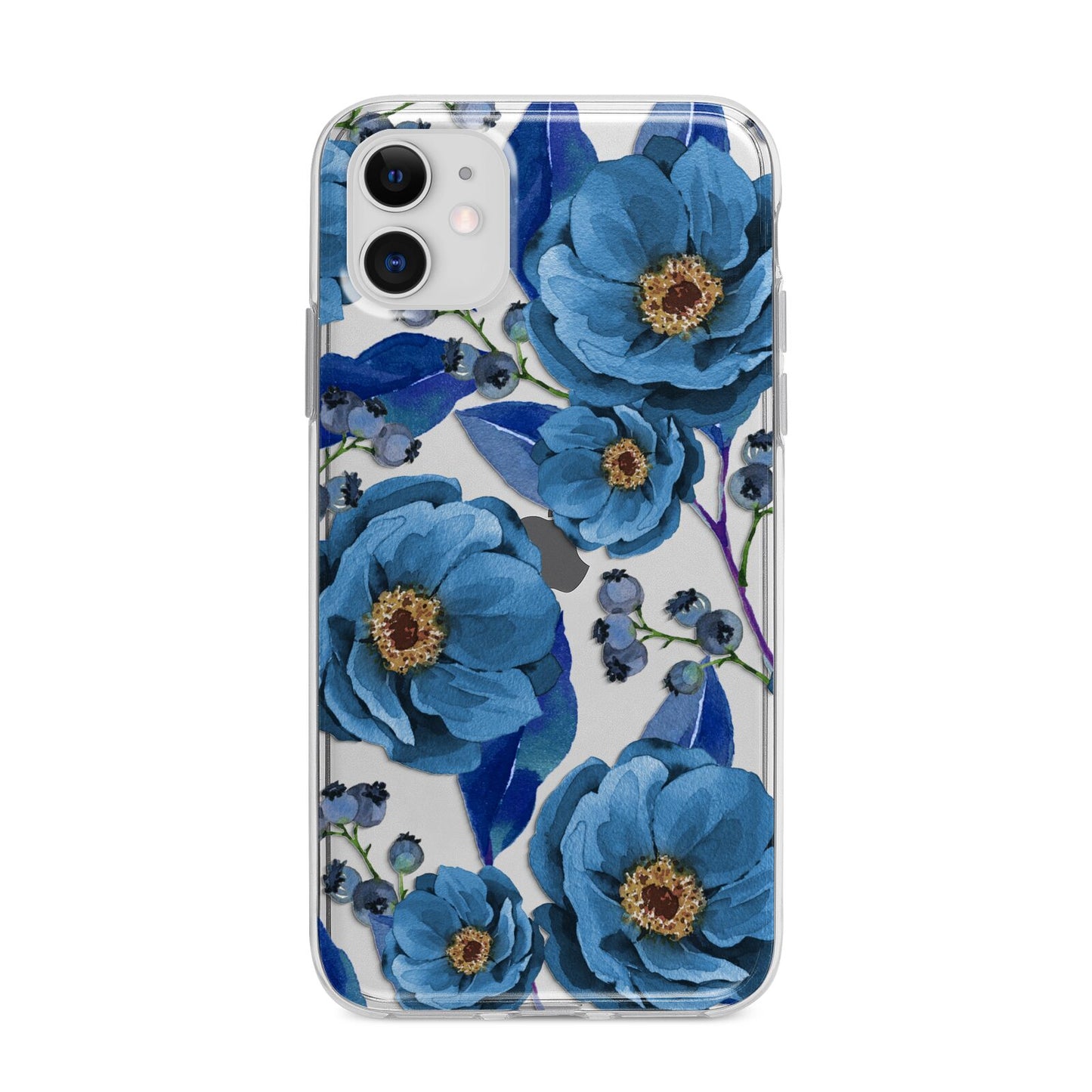 Blue Peonies Apple iPhone 11 in White with Bumper Case