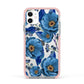 Blue Peonies Apple iPhone 11 in White with Pink Impact Case