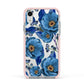 Blue Peonies Apple iPhone XR Impact Case Pink Edge on Silver Phone