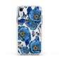 Blue Peonies Apple iPhone XR Impact Case White Edge on Silver Phone