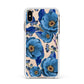 Blue Peonies Apple iPhone Xs Max Impact Case White Edge on Gold Phone
