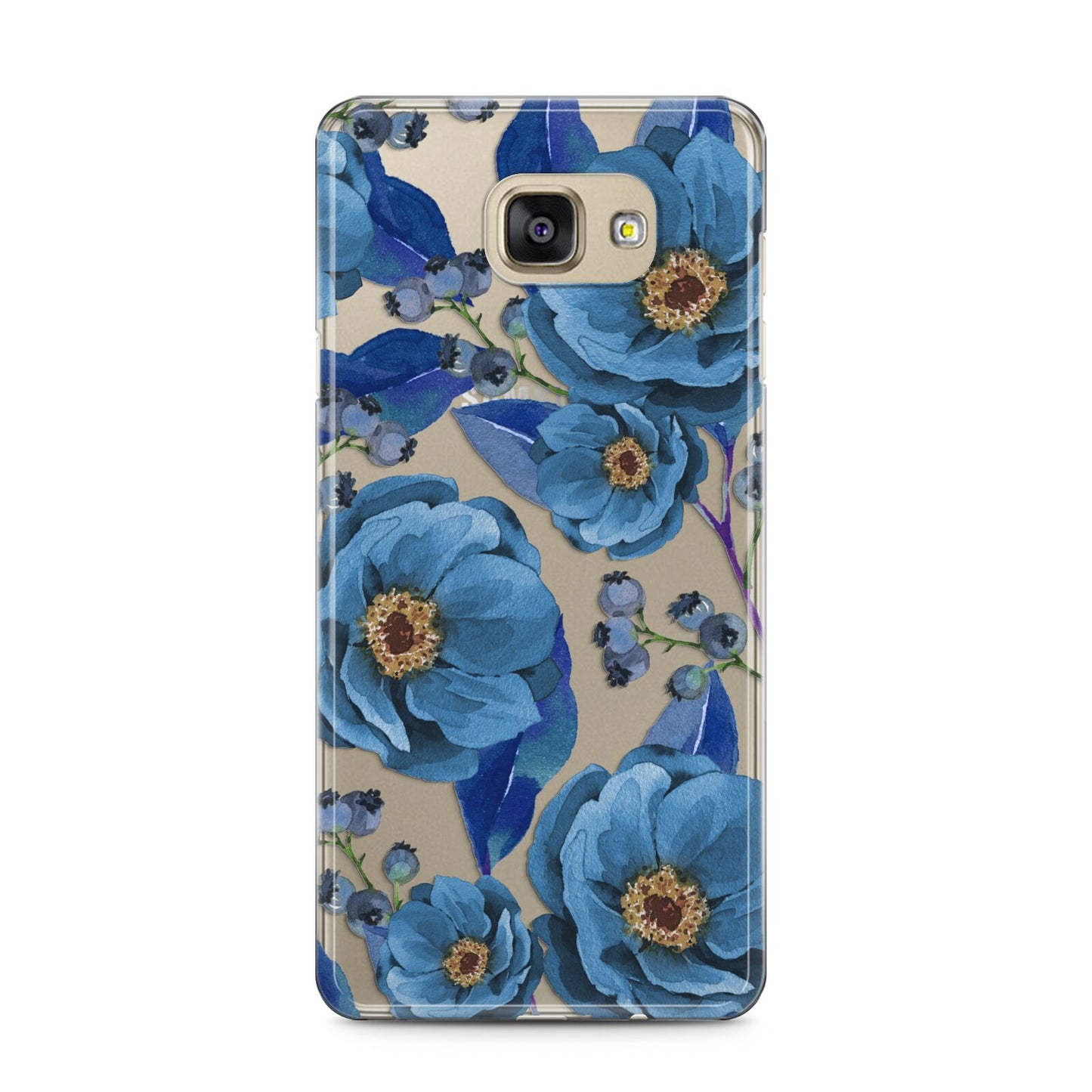 Blue Peonies Samsung Galaxy A5 2016 Case on gold phone