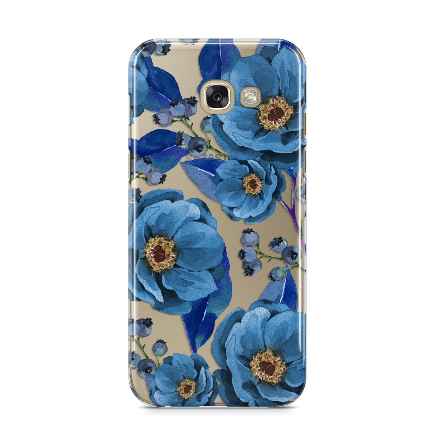 Blue Peonies Samsung Galaxy A5 2017 Case on gold phone