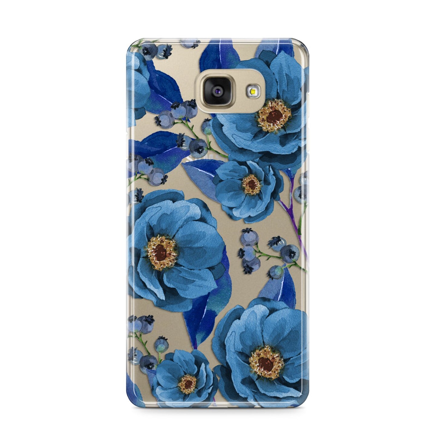 Blue Peonies Samsung Galaxy A9 2016 Case on gold phone