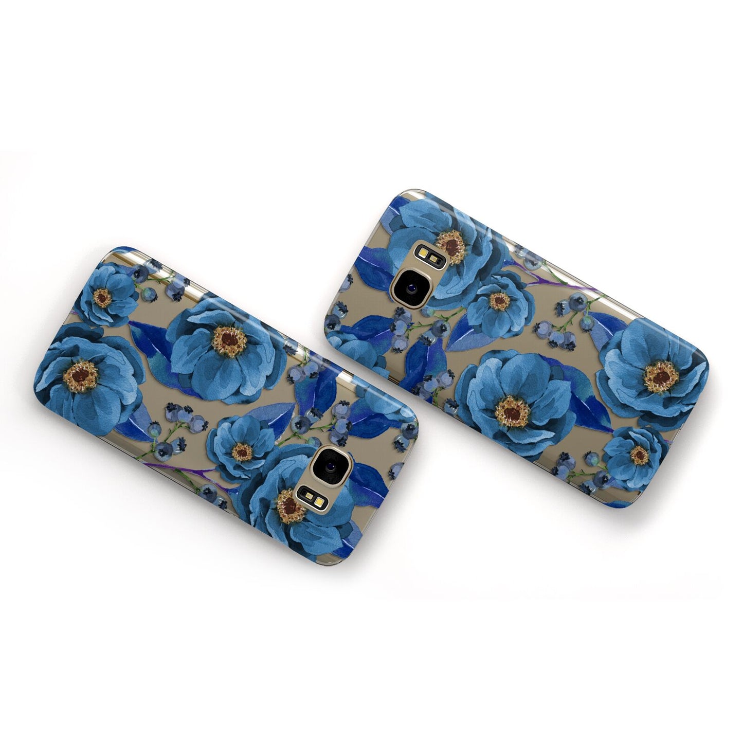 Blue Peonies Samsung Galaxy Case Flat Overview