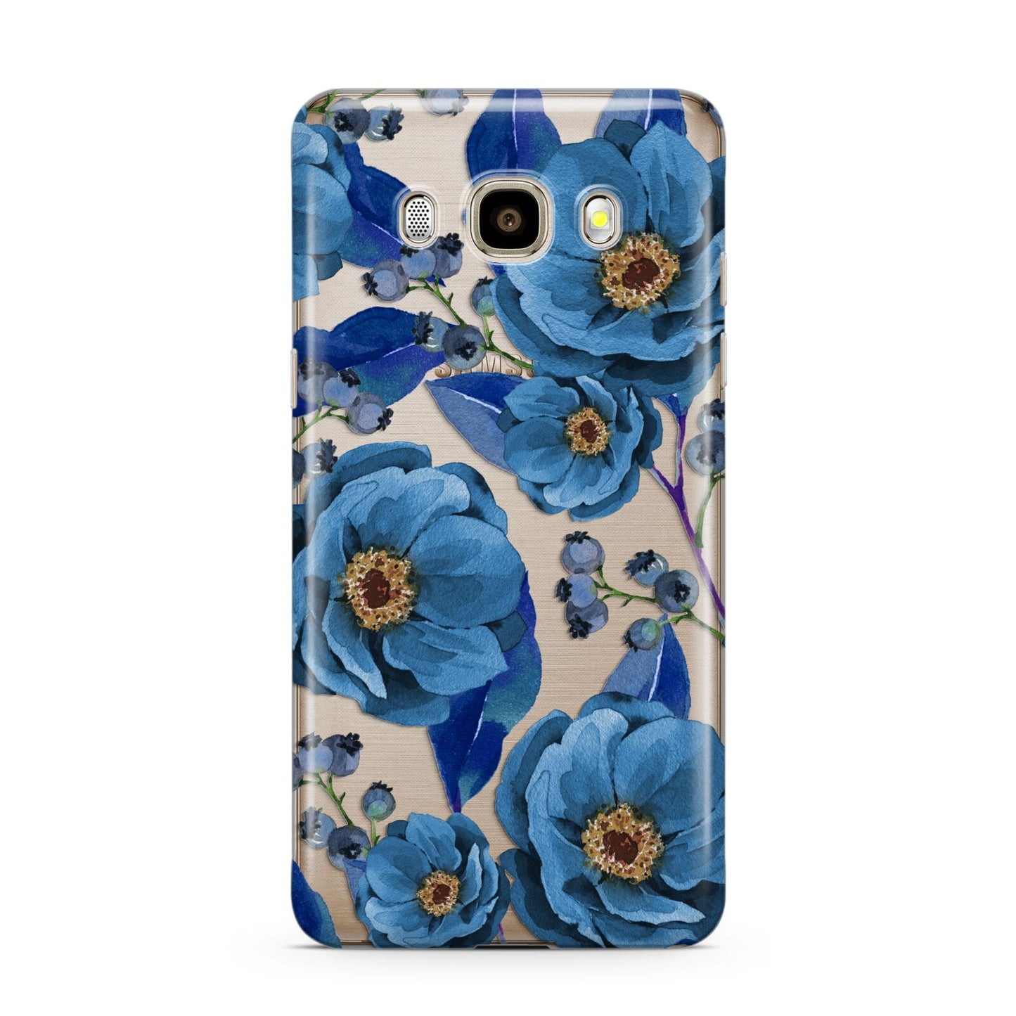 Blue Peonies Samsung Galaxy J7 2016 Case on gold phone