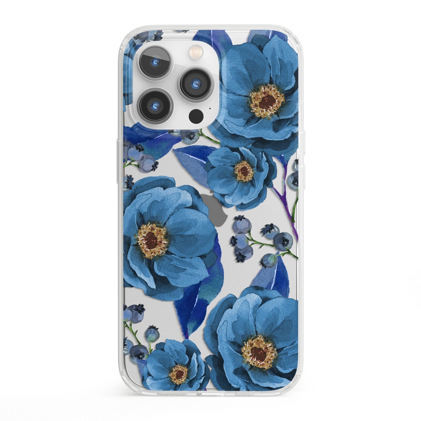 Blue Peonies iPhone 13 Pro Clear Bumper Case