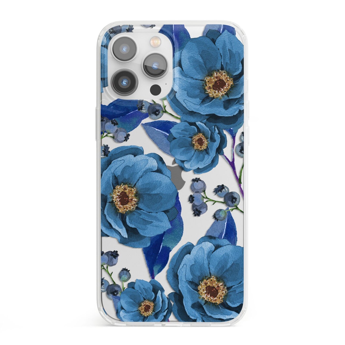 Blue Peonies iPhone 13 Pro Max Clear Bumper Case