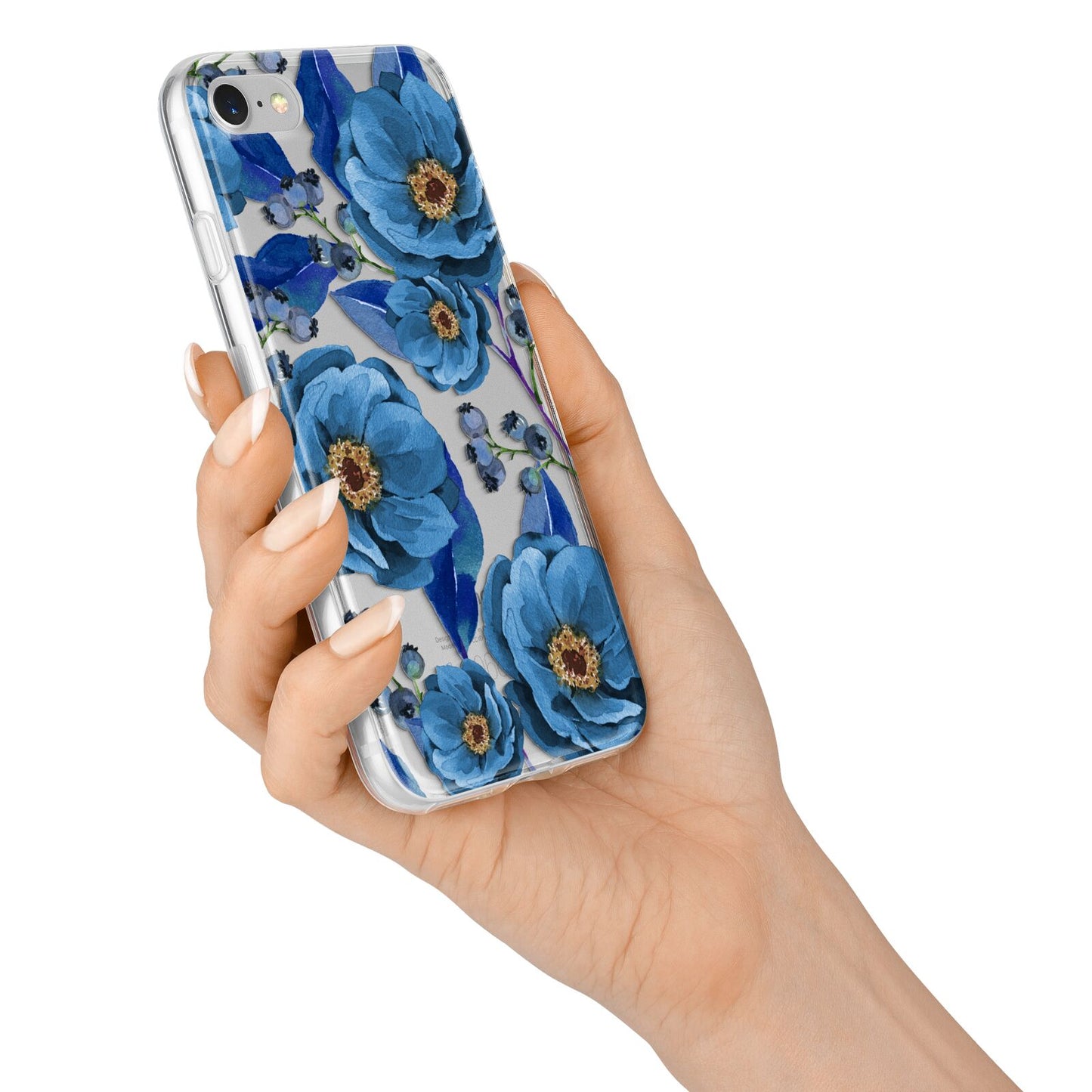 Blue Peonies iPhone 7 Bumper Case on Silver iPhone Alternative Image