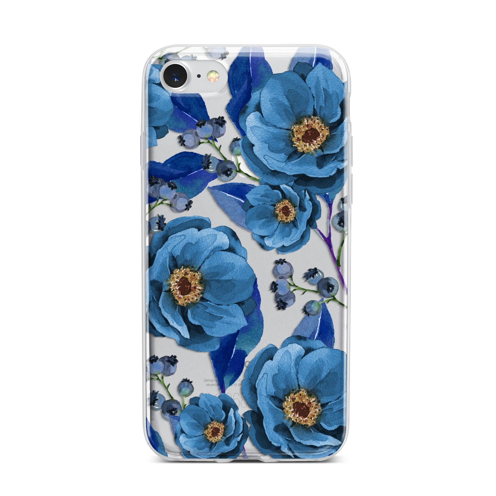 Blue Peonies iPhone 7 Bumper Case on Silver iPhone