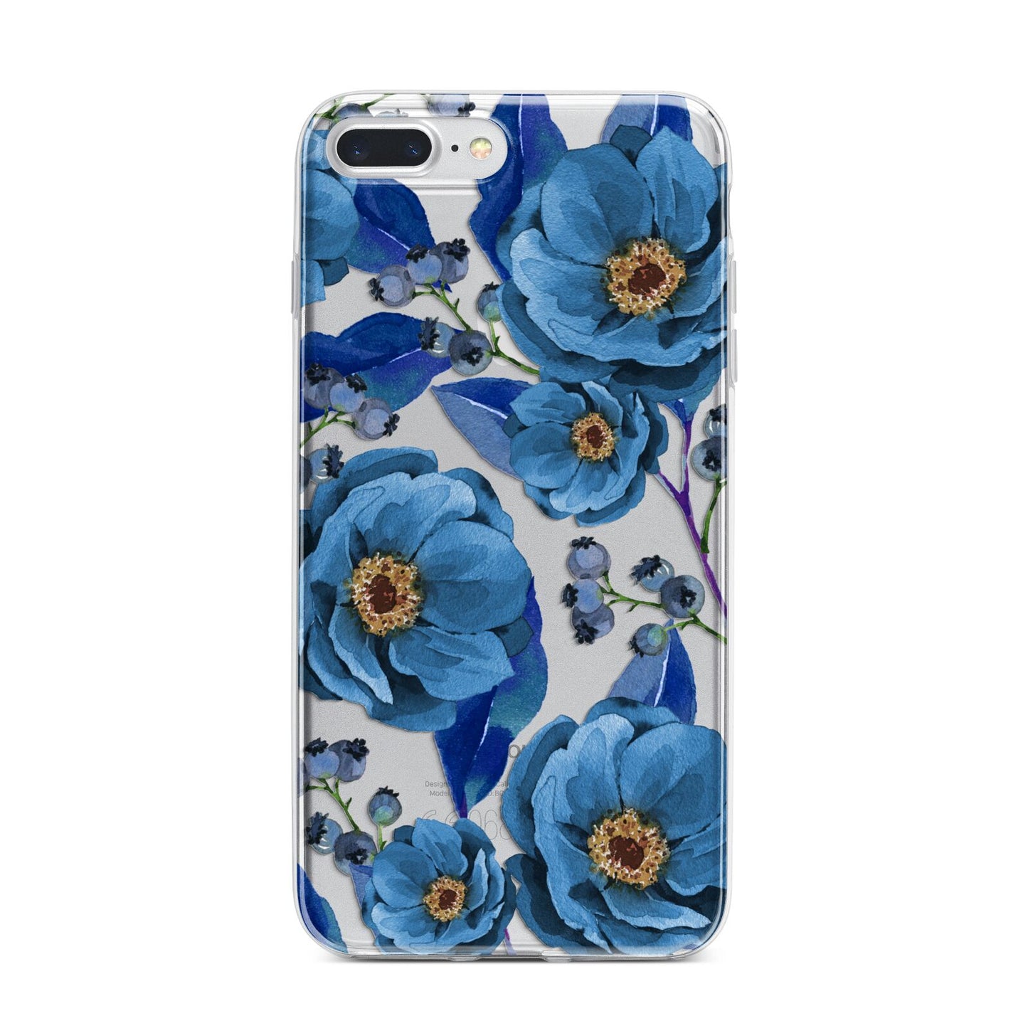 Blue Peonies iPhone 7 Plus Bumper Case on Silver iPhone