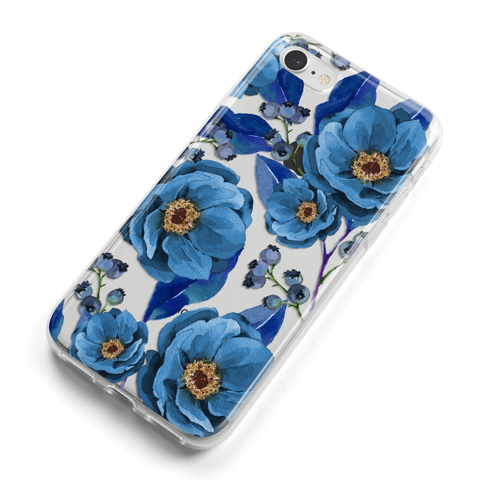 Blue Peonies iPhone 8 Bumper Case on Silver iPhone Alternative Image