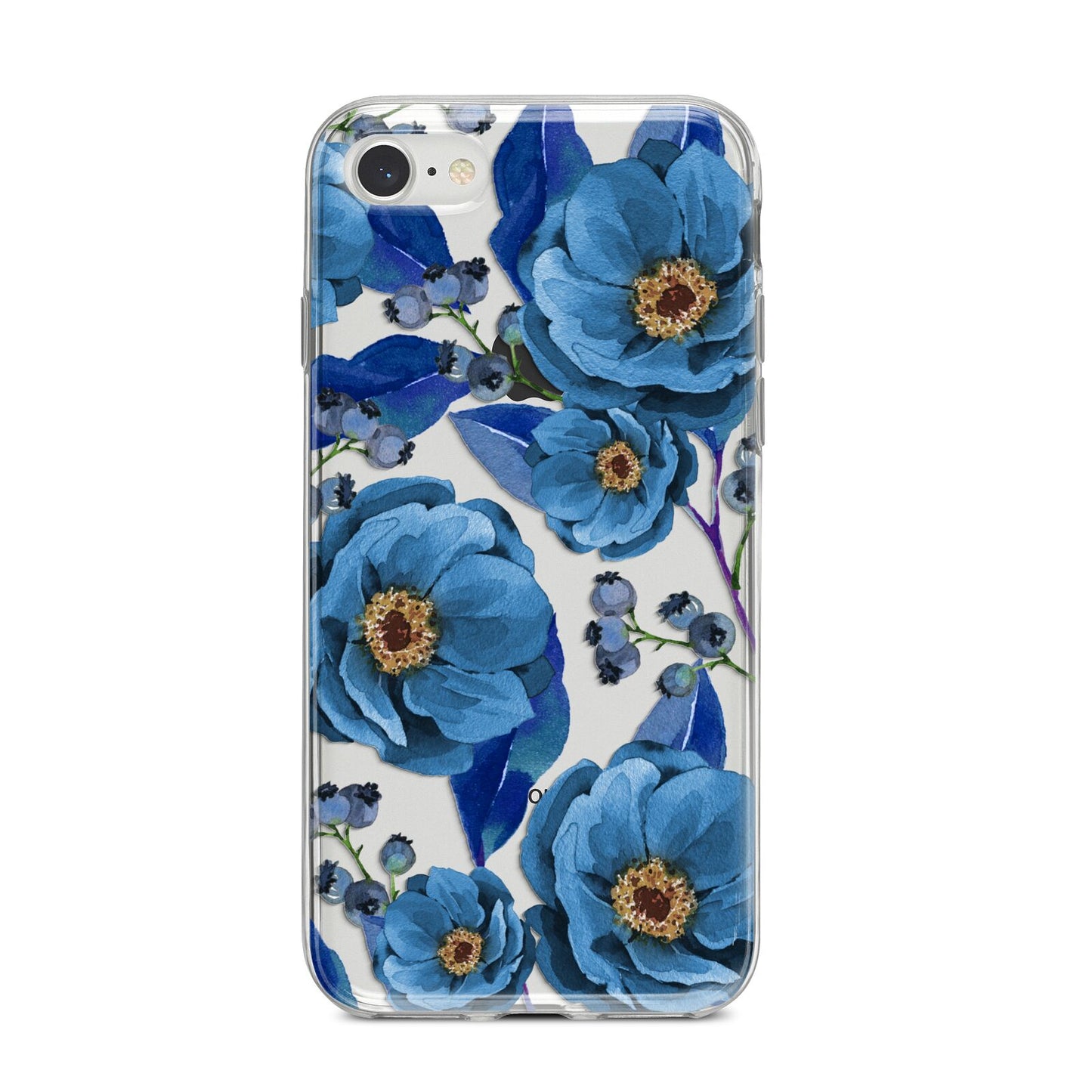 Blue Peonies iPhone 8 Bumper Case on Silver iPhone