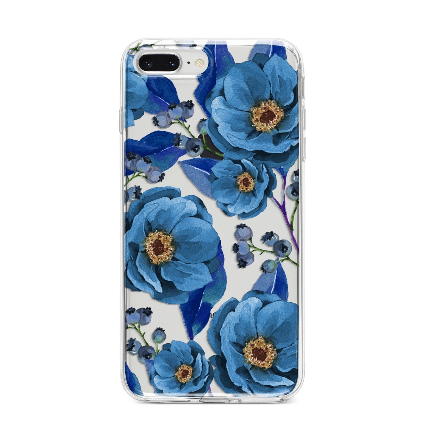 Blue Peonies iPhone 8 Plus Bumper Case on Silver iPhone
