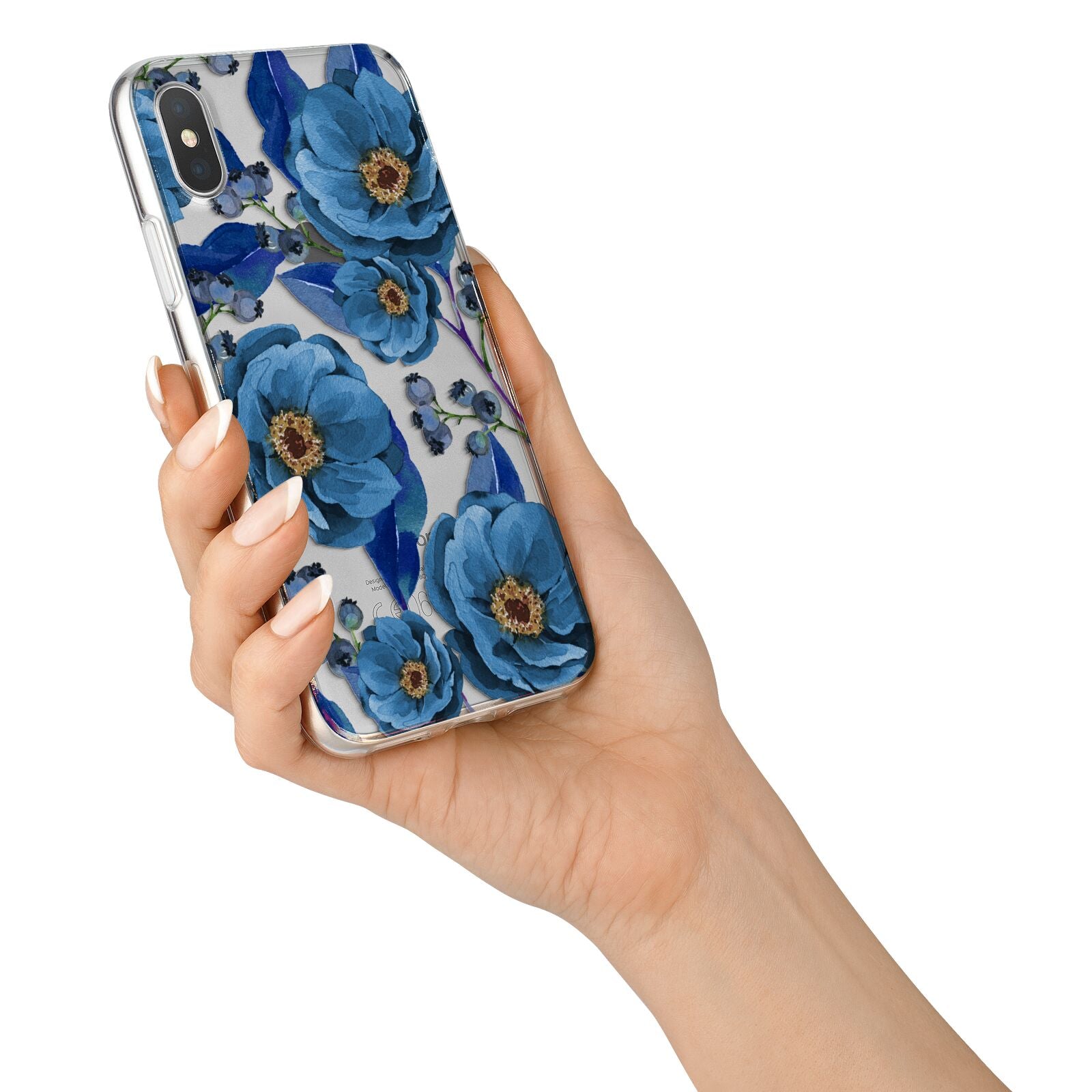 Blue Peonies iPhone X Bumper Case on Silver iPhone Alternative Image 2