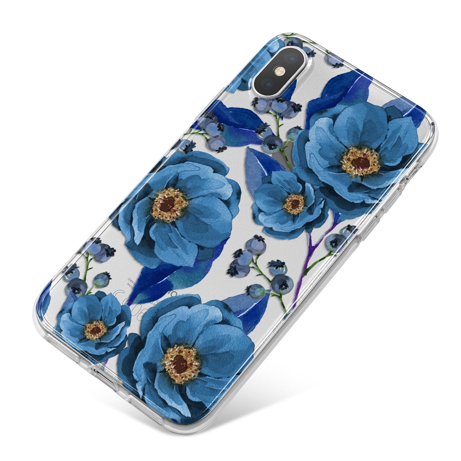 Blue Peonies iPhone X Bumper Case on Silver iPhone