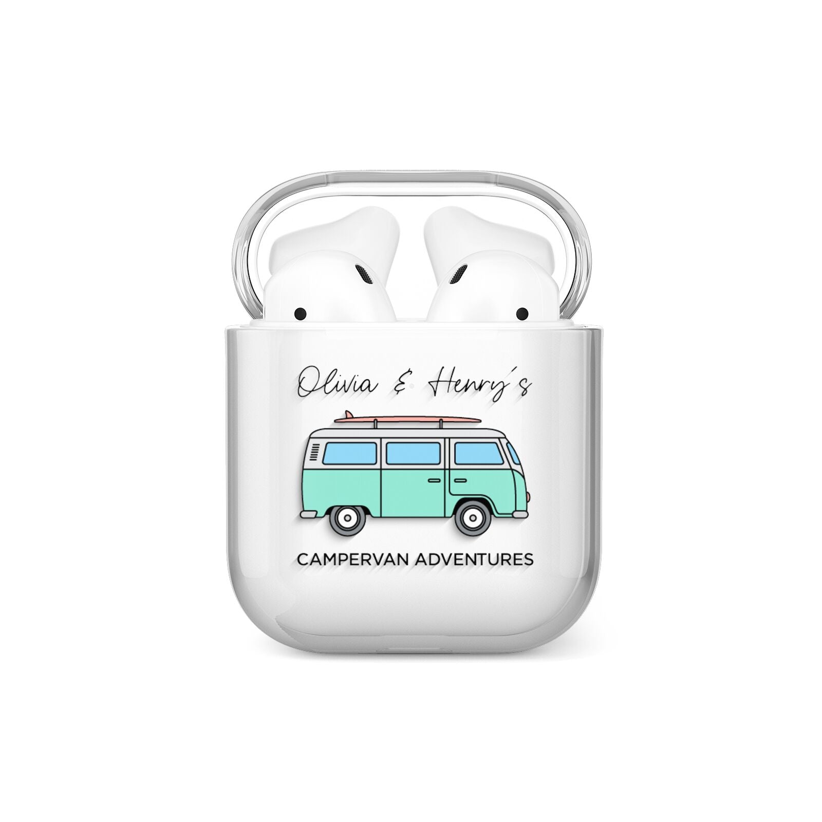 Blue Personalised Campervan Adventures AirPods Case