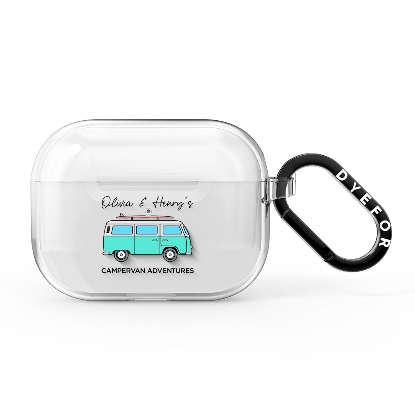 Blue Personalised Campervan Adventures AirPods Pro Clear Case