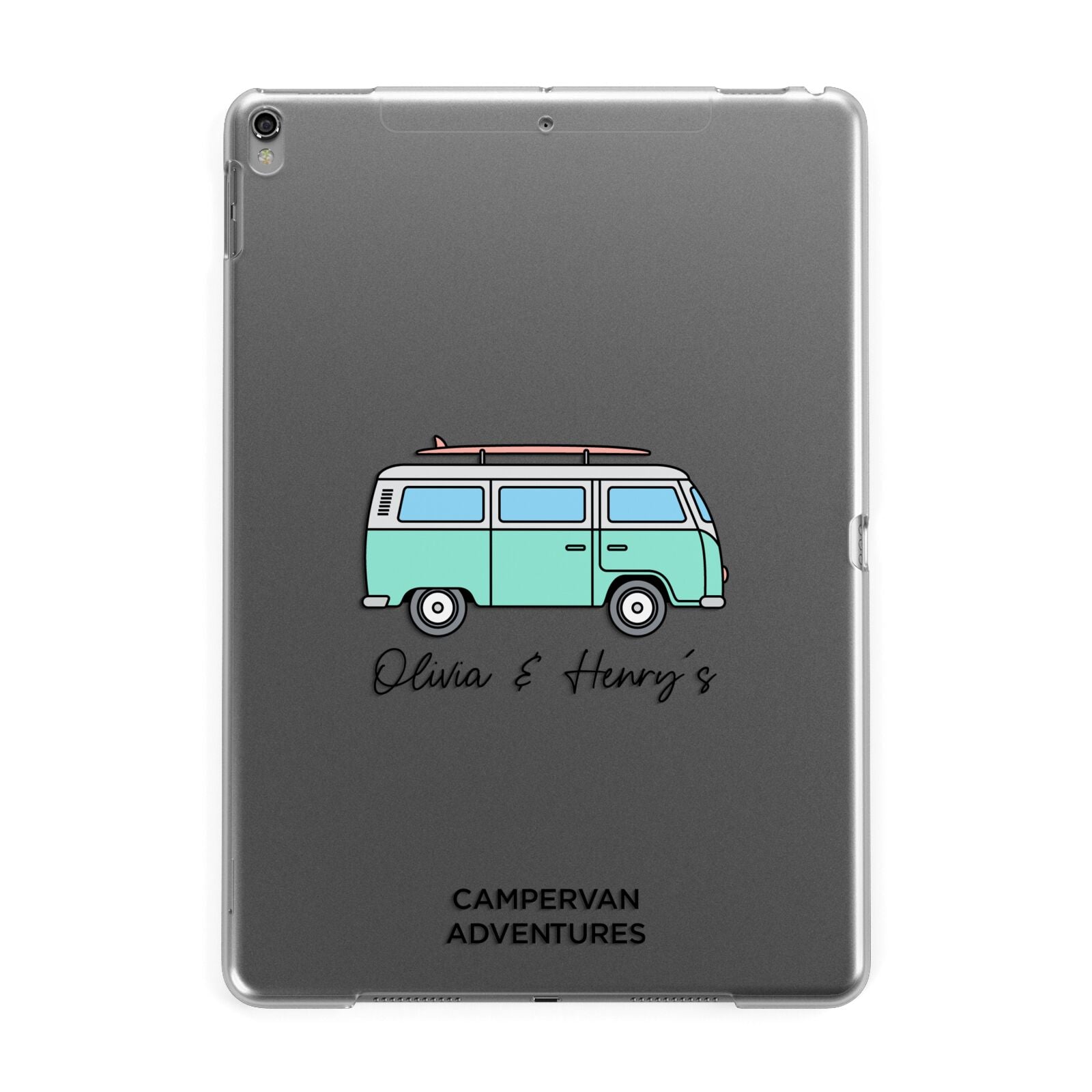 Blue Personalised Campervan Adventures Apple iPad Grey Case