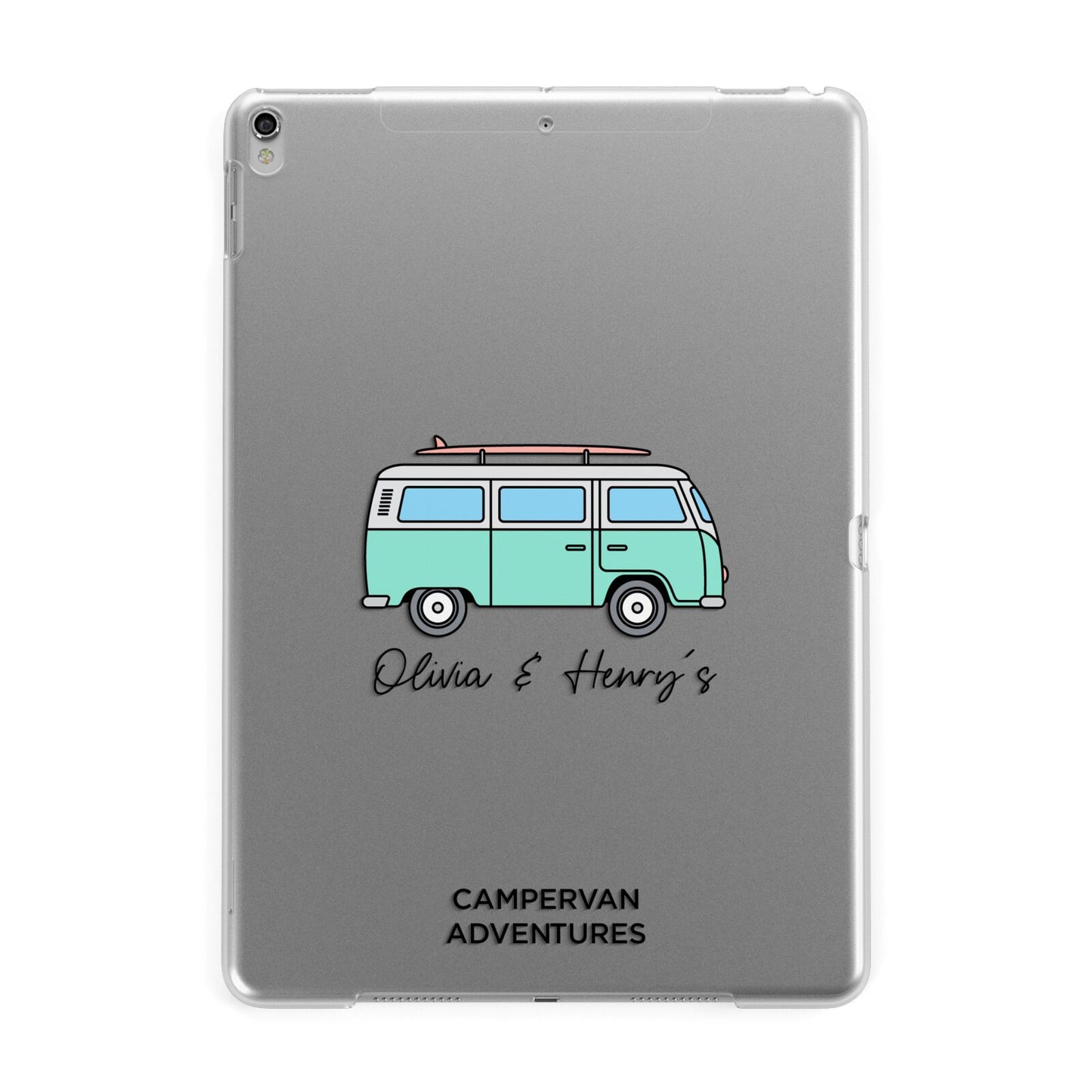 Blue Personalised Campervan Adventures Apple iPad Silver Case