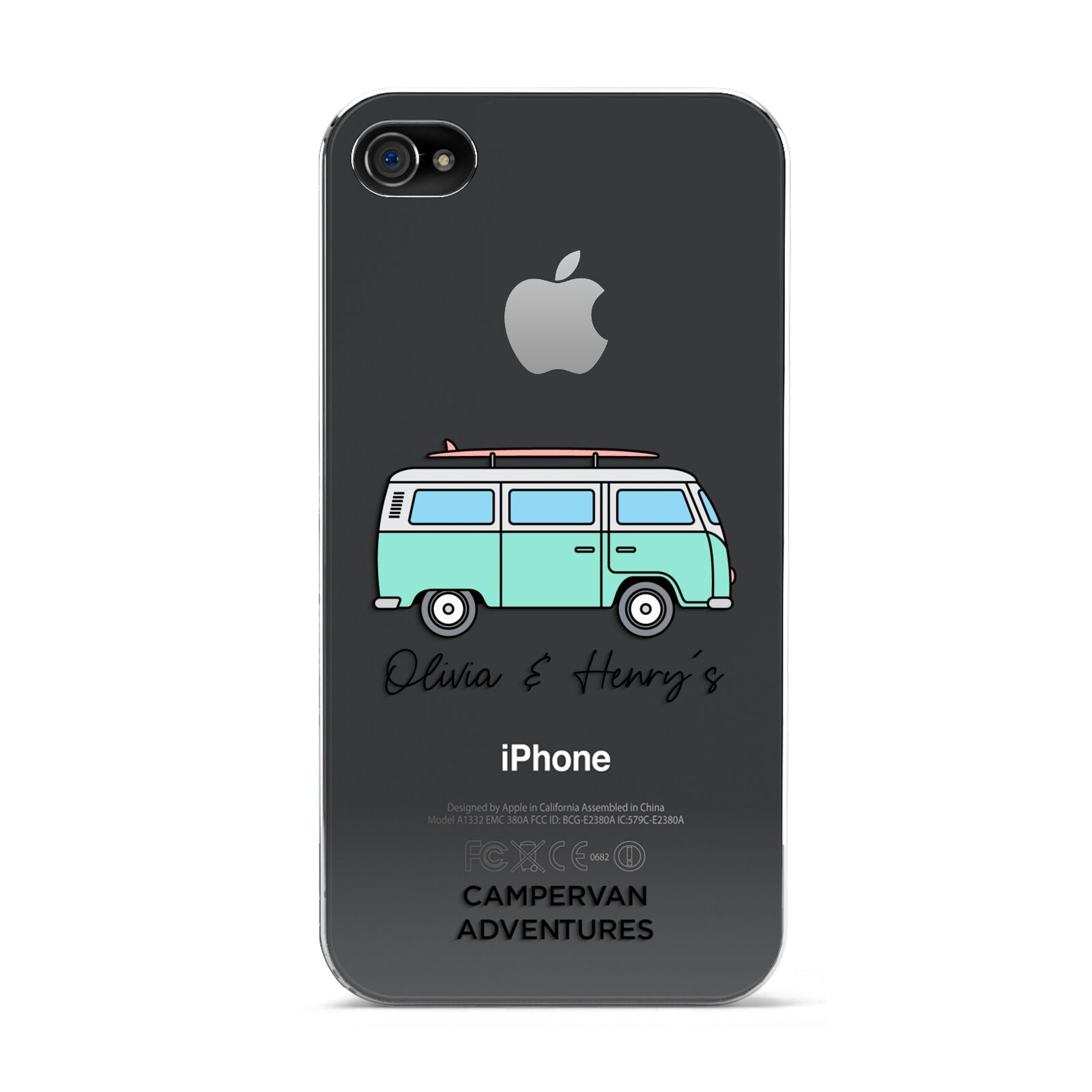 Blue Personalised Campervan Adventures Apple iPhone 4s Case