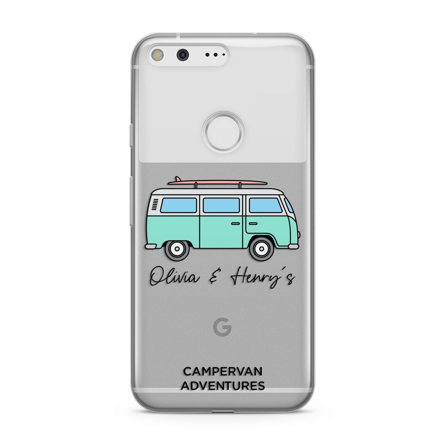 Blue Personalised Campervan Adventures Google Pixel Case