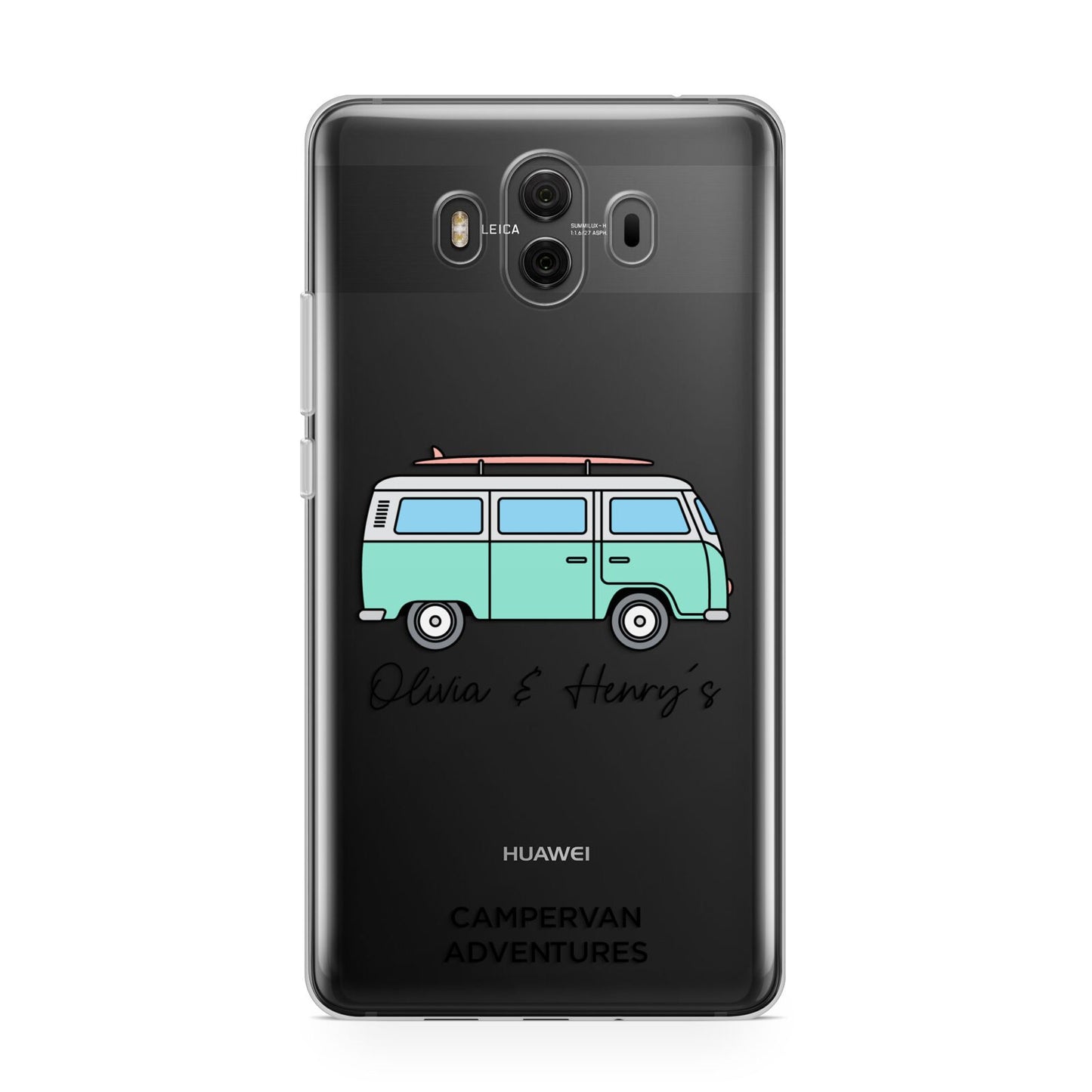 Blue Personalised Campervan Adventures Huawei Mate 10 Protective Phone Case