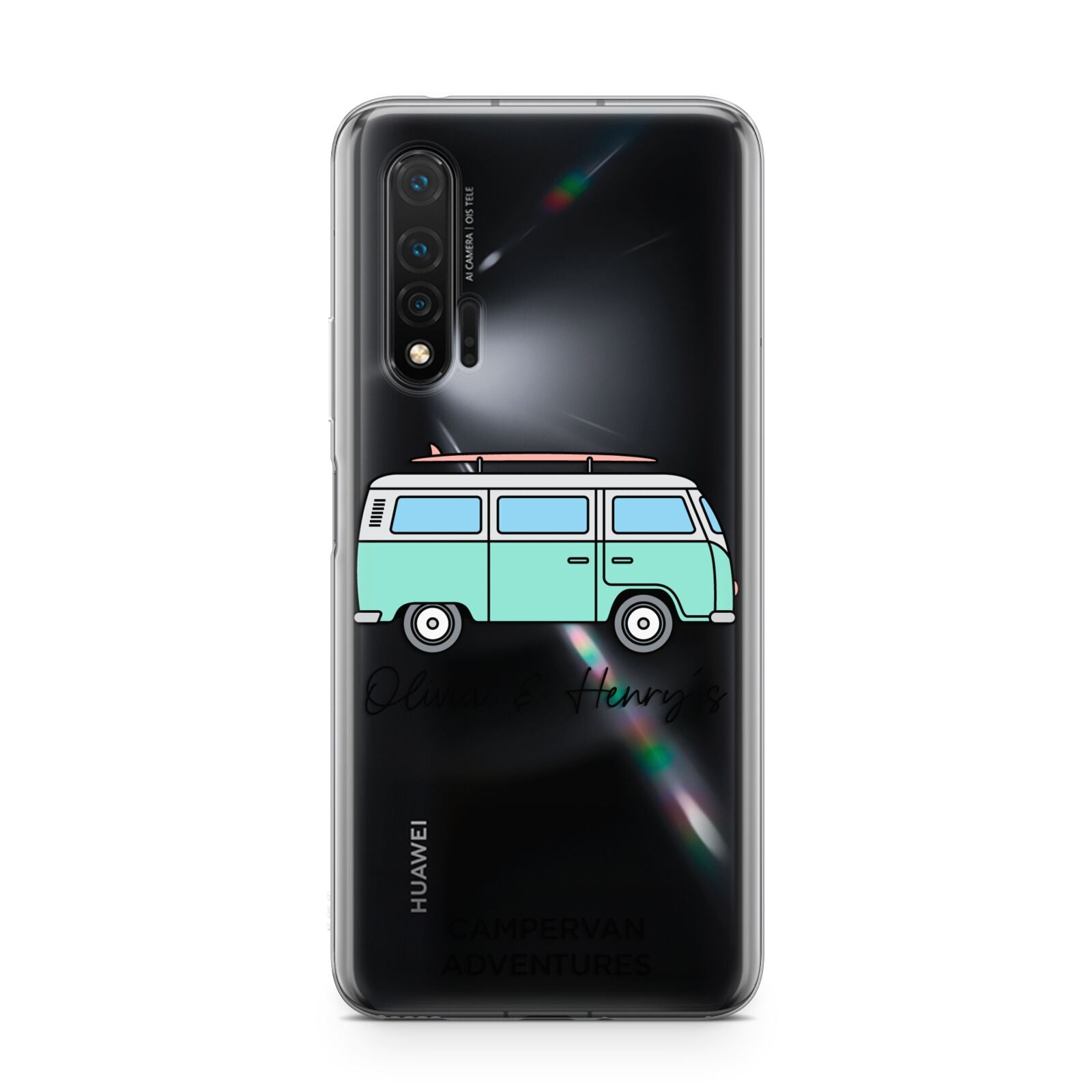 Blue Personalised Campervan Adventures Huawei Nova 6 Phone Case