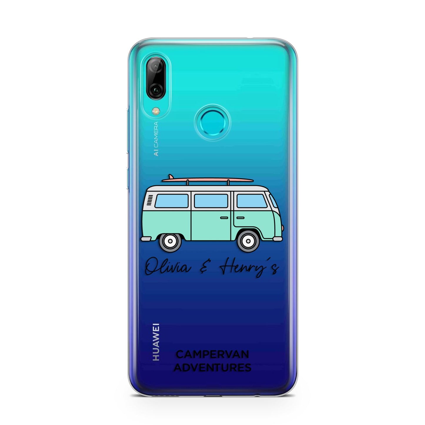 Blue Personalised Campervan Adventures Huawei P Smart 2019 Case