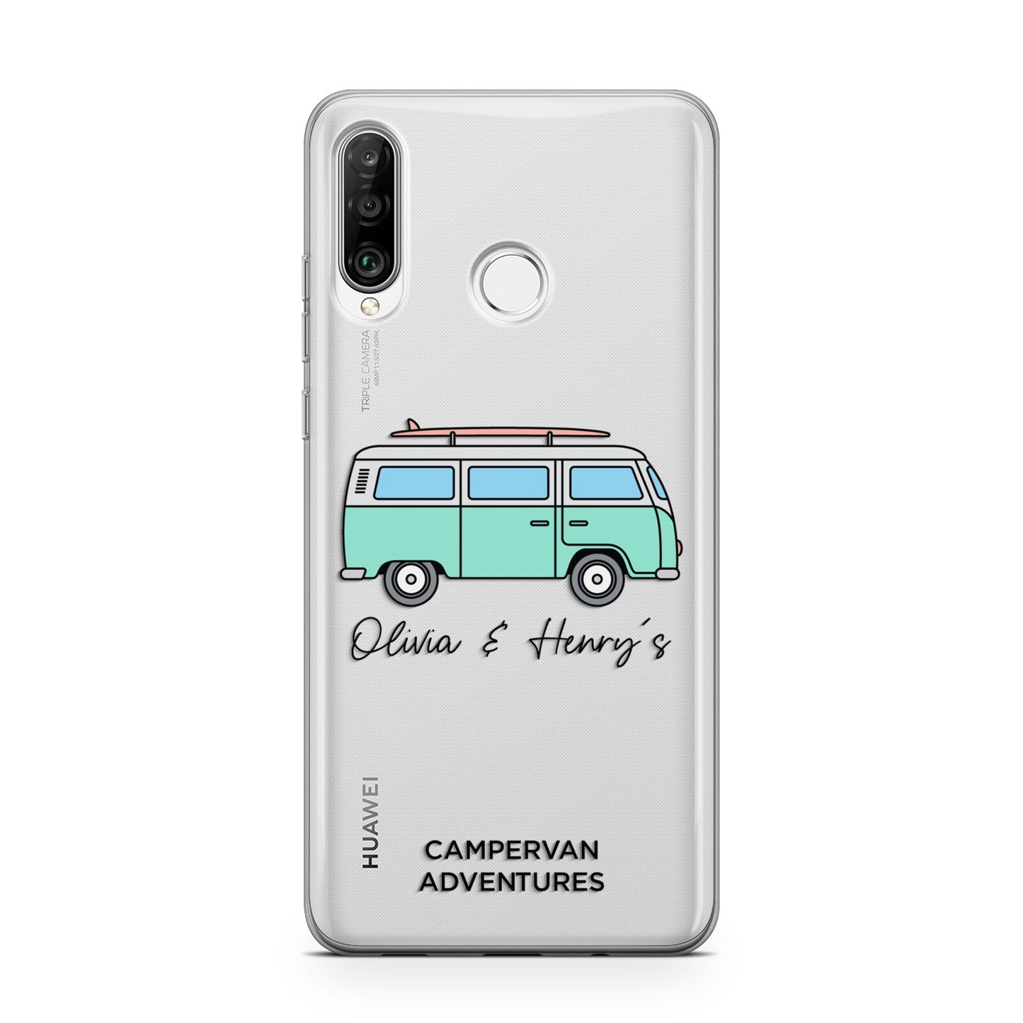 Blue Personalised Campervan Adventures Huawei P30 Lite Phone Case