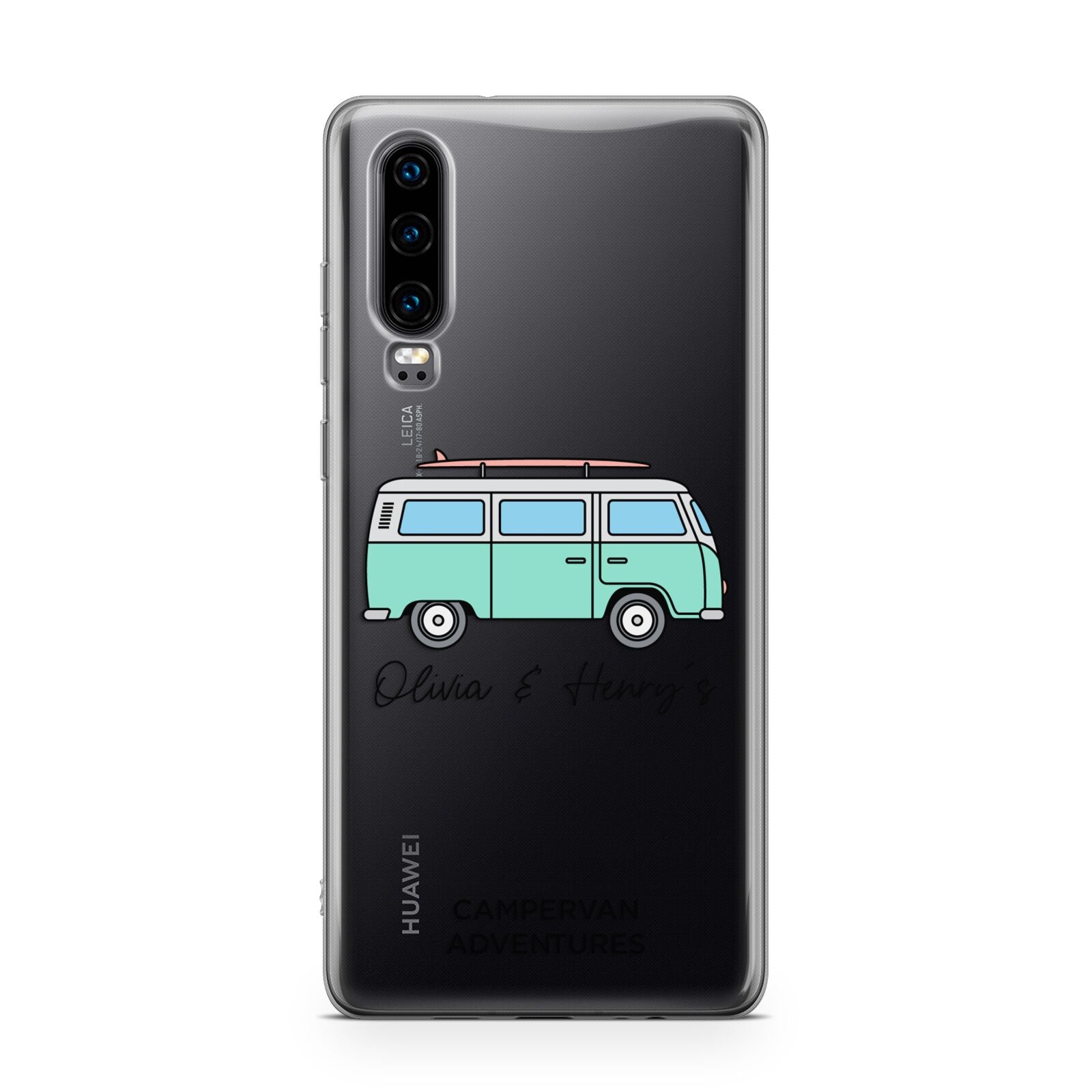 Blue Personalised Campervan Adventures Huawei P30 Phone Case