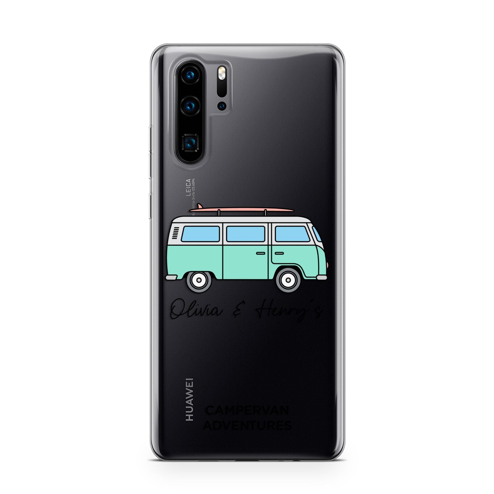 Blue Personalised Campervan Adventures Huawei P30 Pro Phone Case