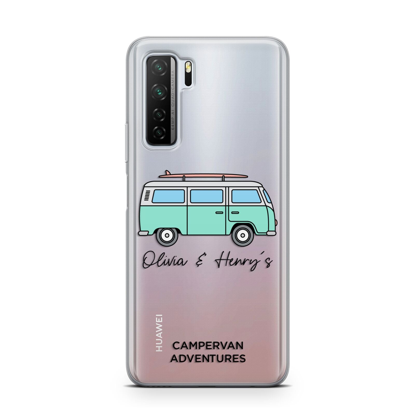 Blue Personalised Campervan Adventures Huawei P40 Lite 5G Phone Case