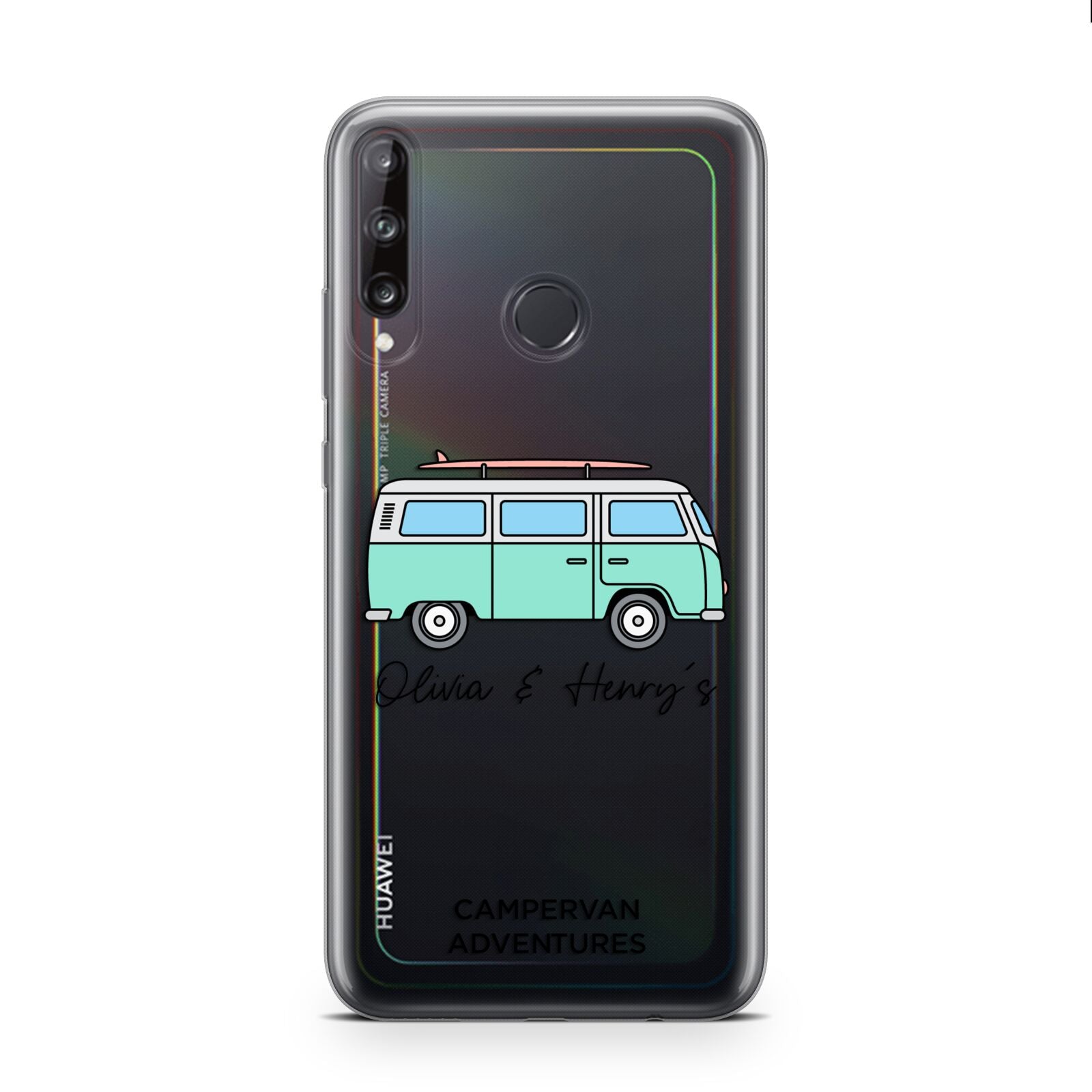 Blue Personalised Campervan Adventures Huawei P40 Lite E Phone Case