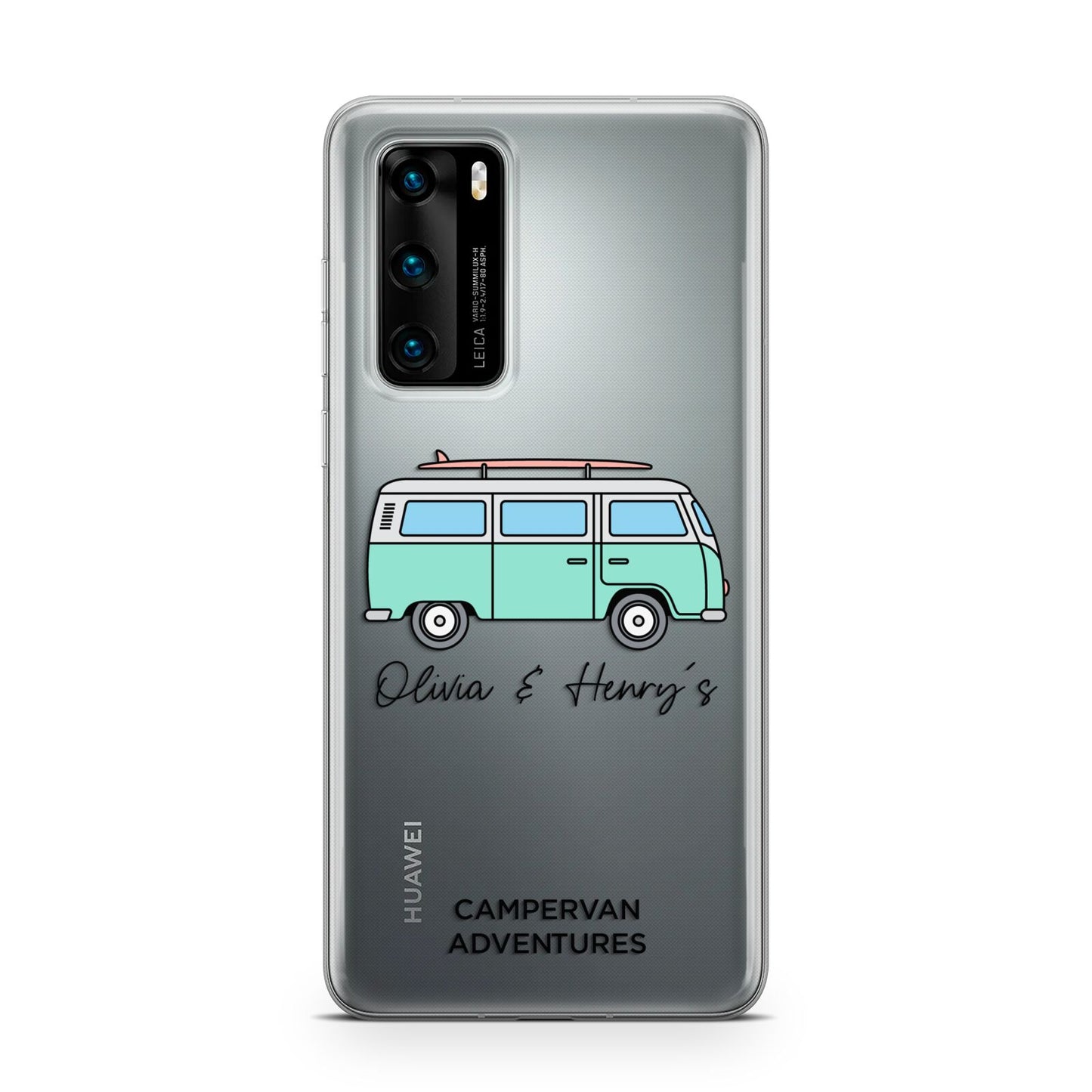 Blue Personalised Campervan Adventures Huawei P40 Phone Case