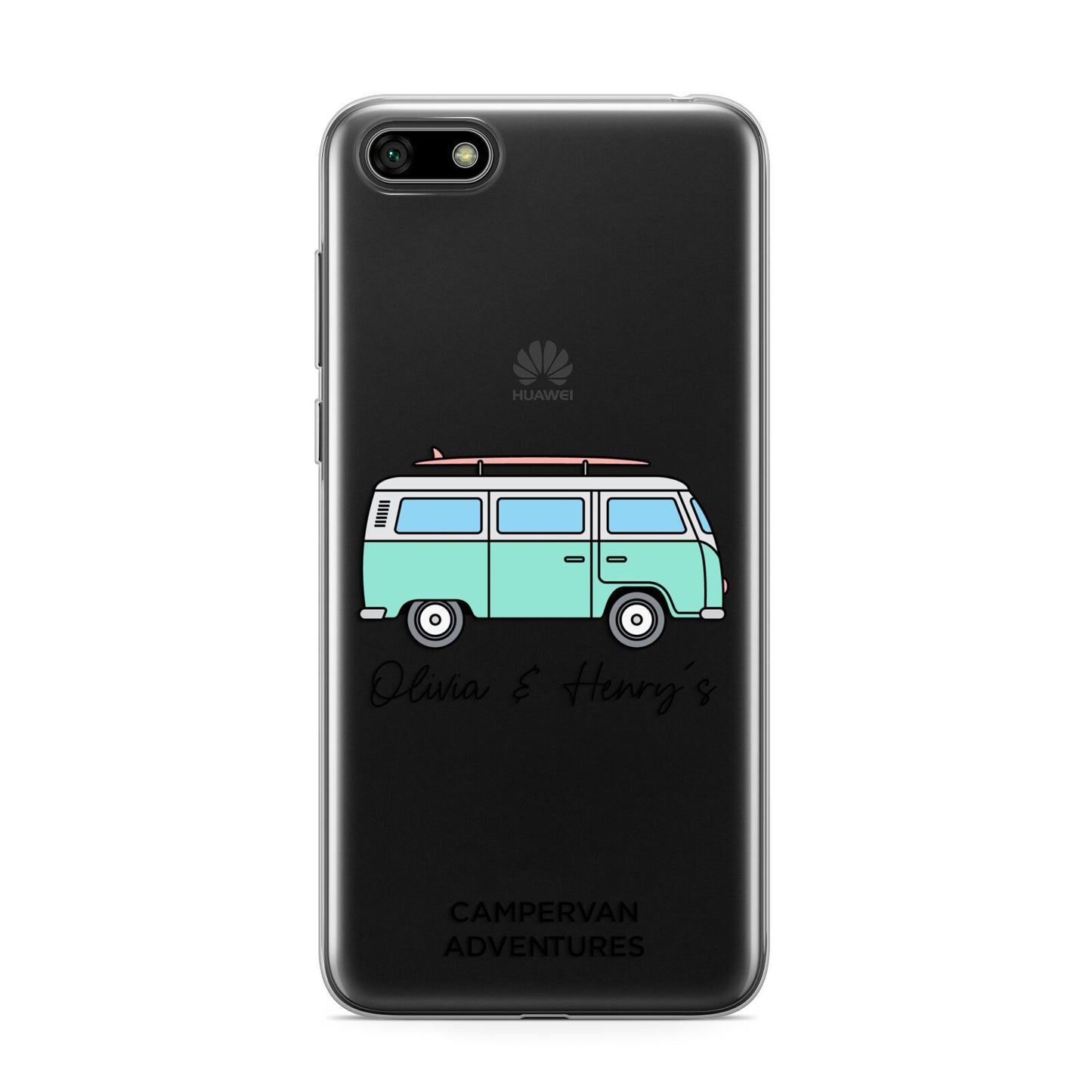 Blue Personalised Campervan Adventures Huawei Y5 Prime 2018 Phone Case