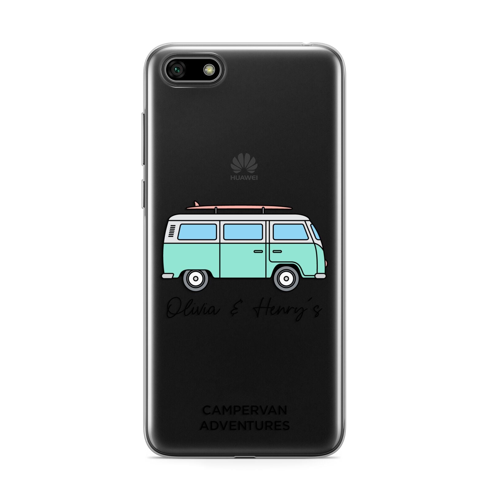 Blue Personalised Campervan Adventures Huawei Y5 Prime 2018 Phone Case