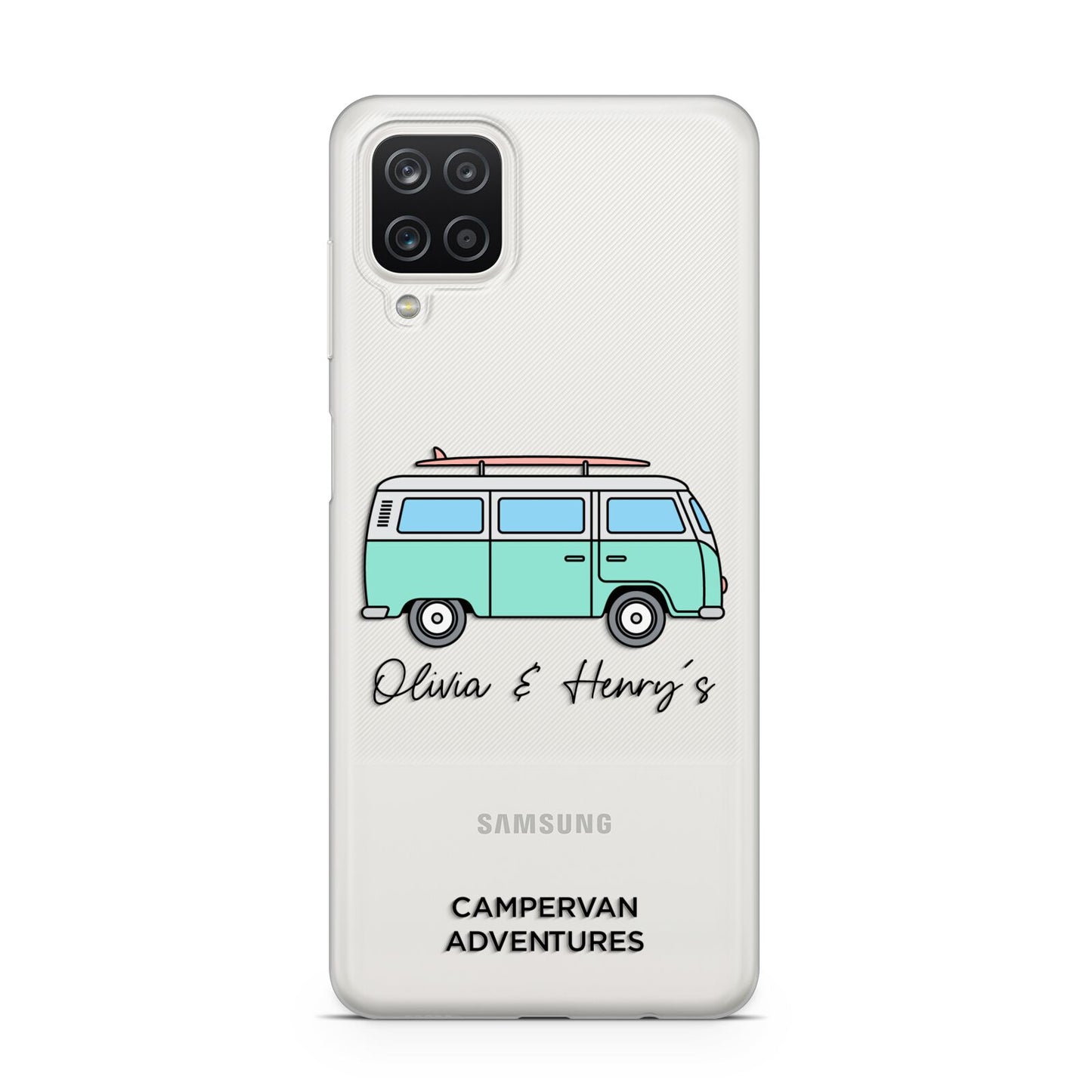 Blue Personalised Campervan Adventures Samsung A12 Case