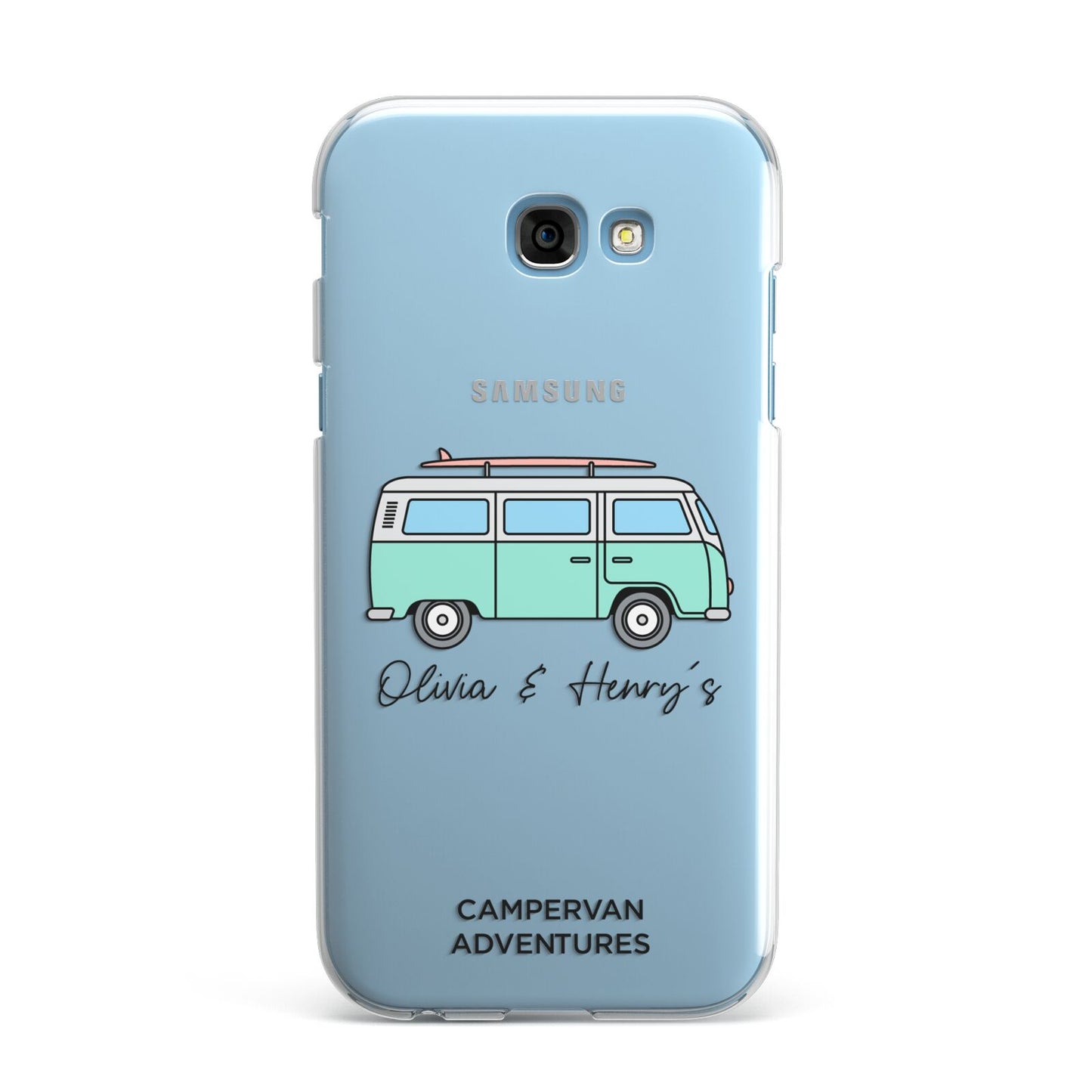 Blue Personalised Campervan Adventures Samsung Galaxy A7 2017 Case