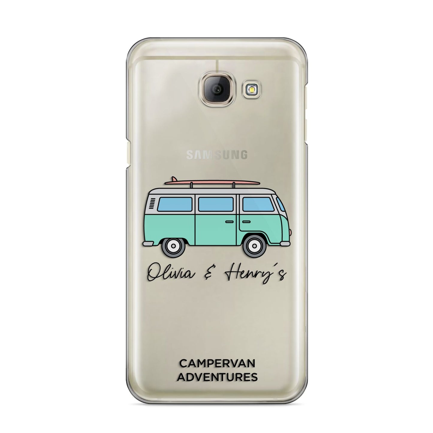 Blue Personalised Campervan Adventures Samsung Galaxy A8 2016 Case